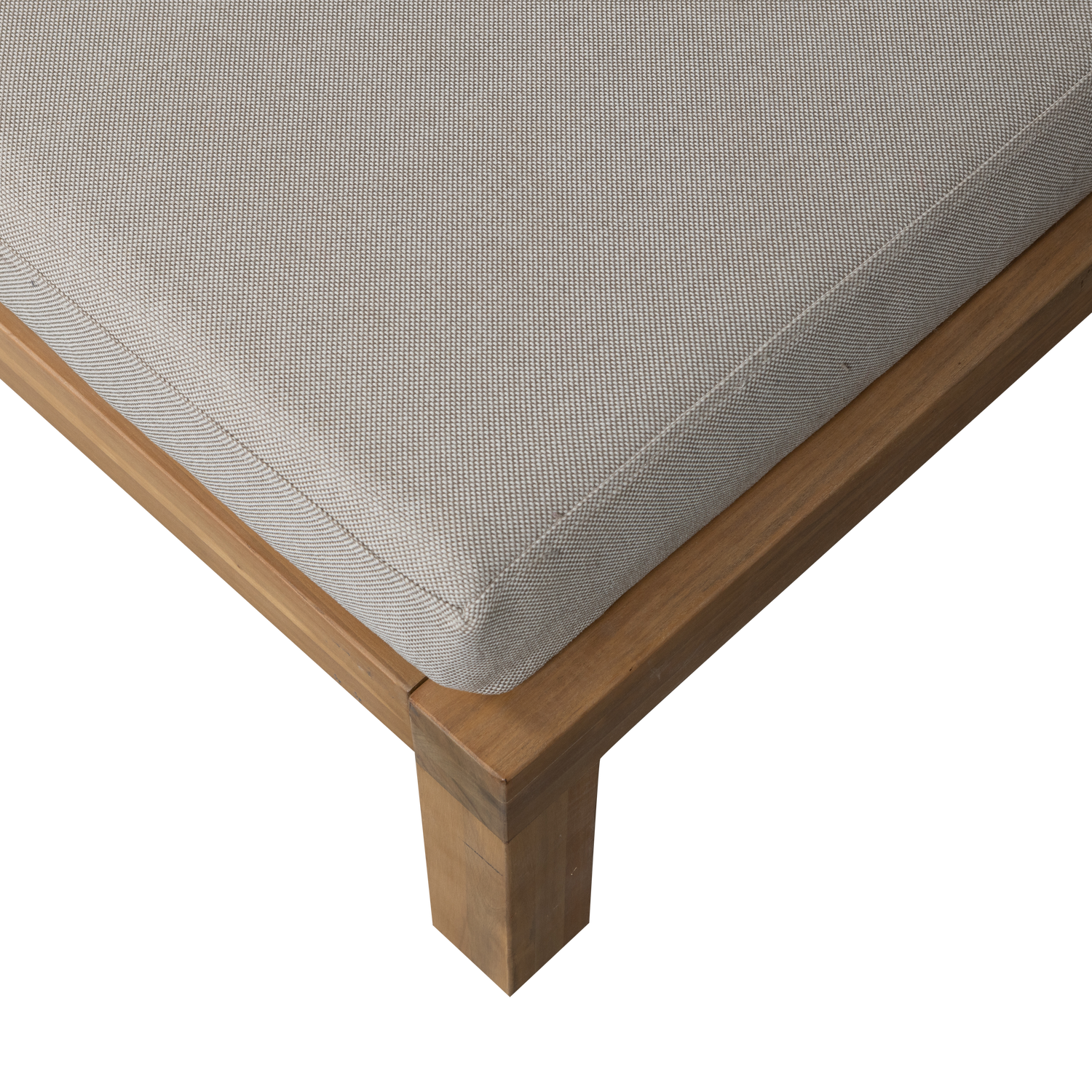 Outdoor RELAX Pouf in Beige with Acacia Base