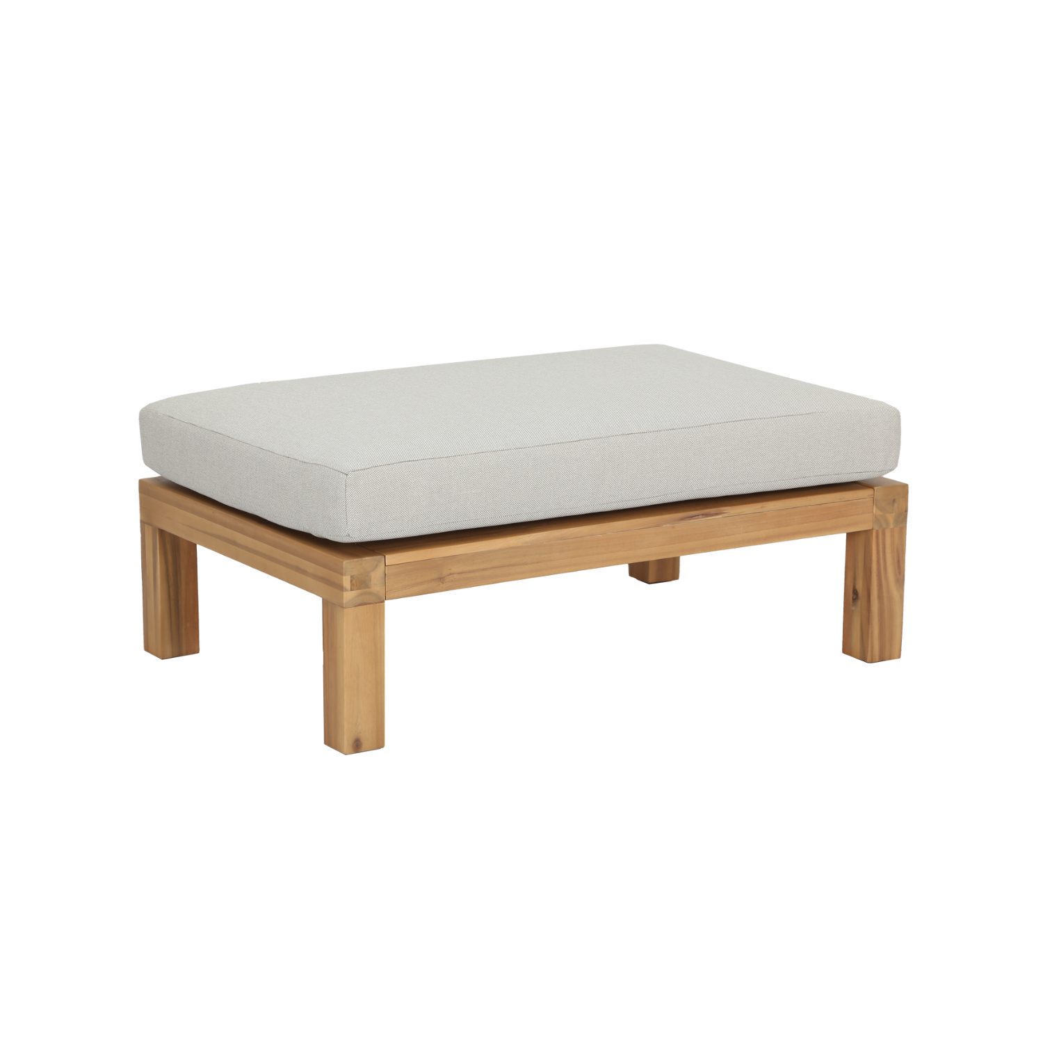 Outdoor RELAX Pouf in Beige with Acacia Base