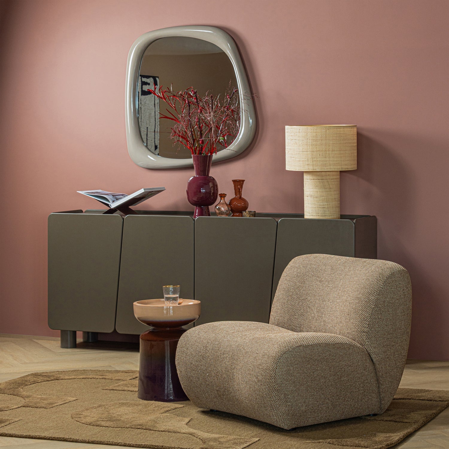 Boční stolek TUMO tmavě fialový s béžovou