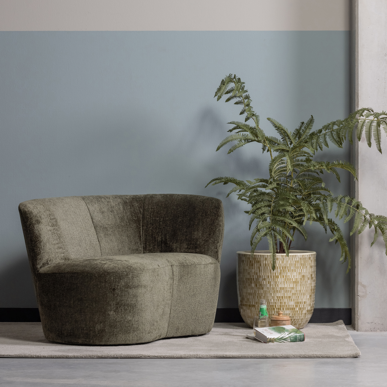 Sofa sametová pravostranná STONE zelená