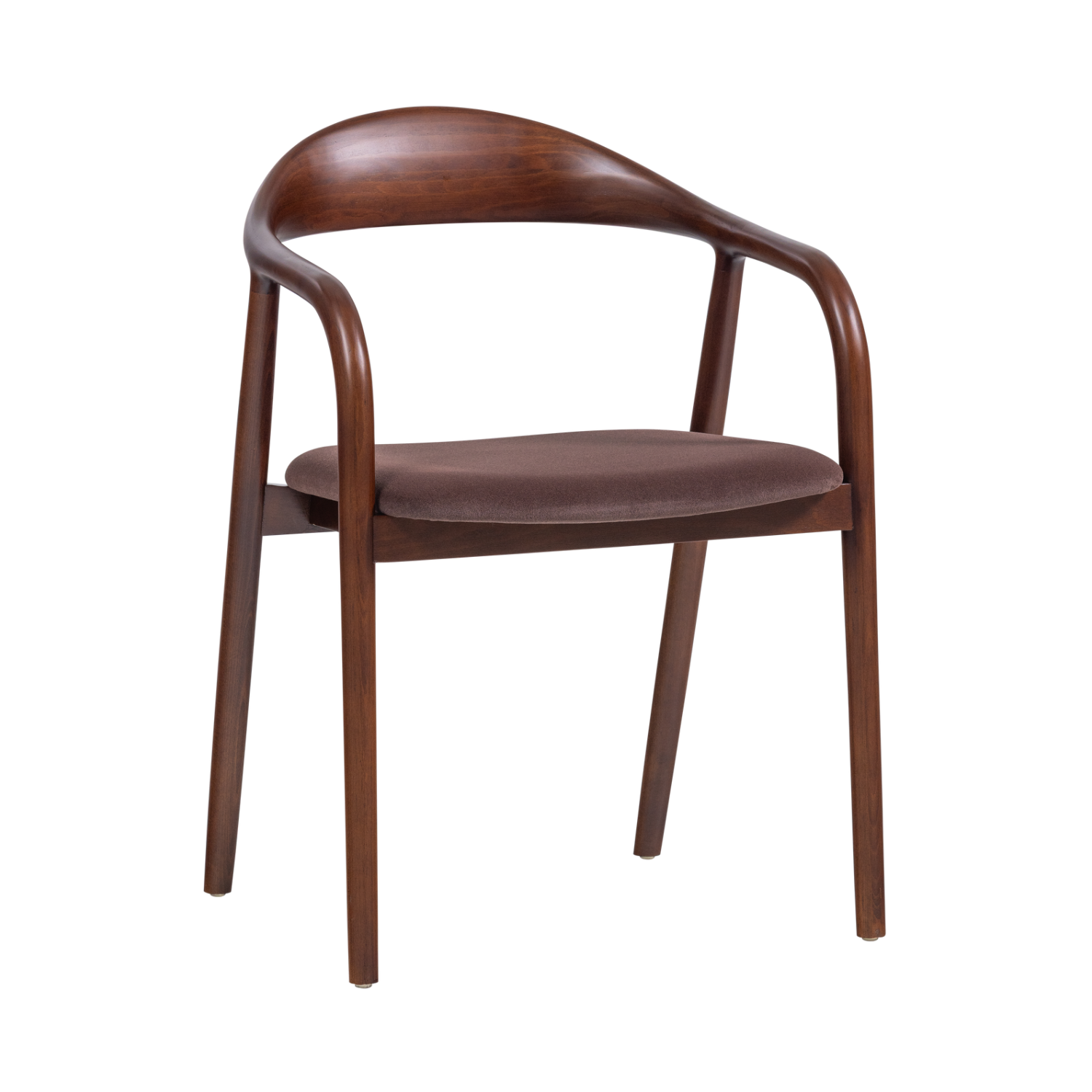 BRAN Chair in Brown Beech Wood with Brown Upholstery