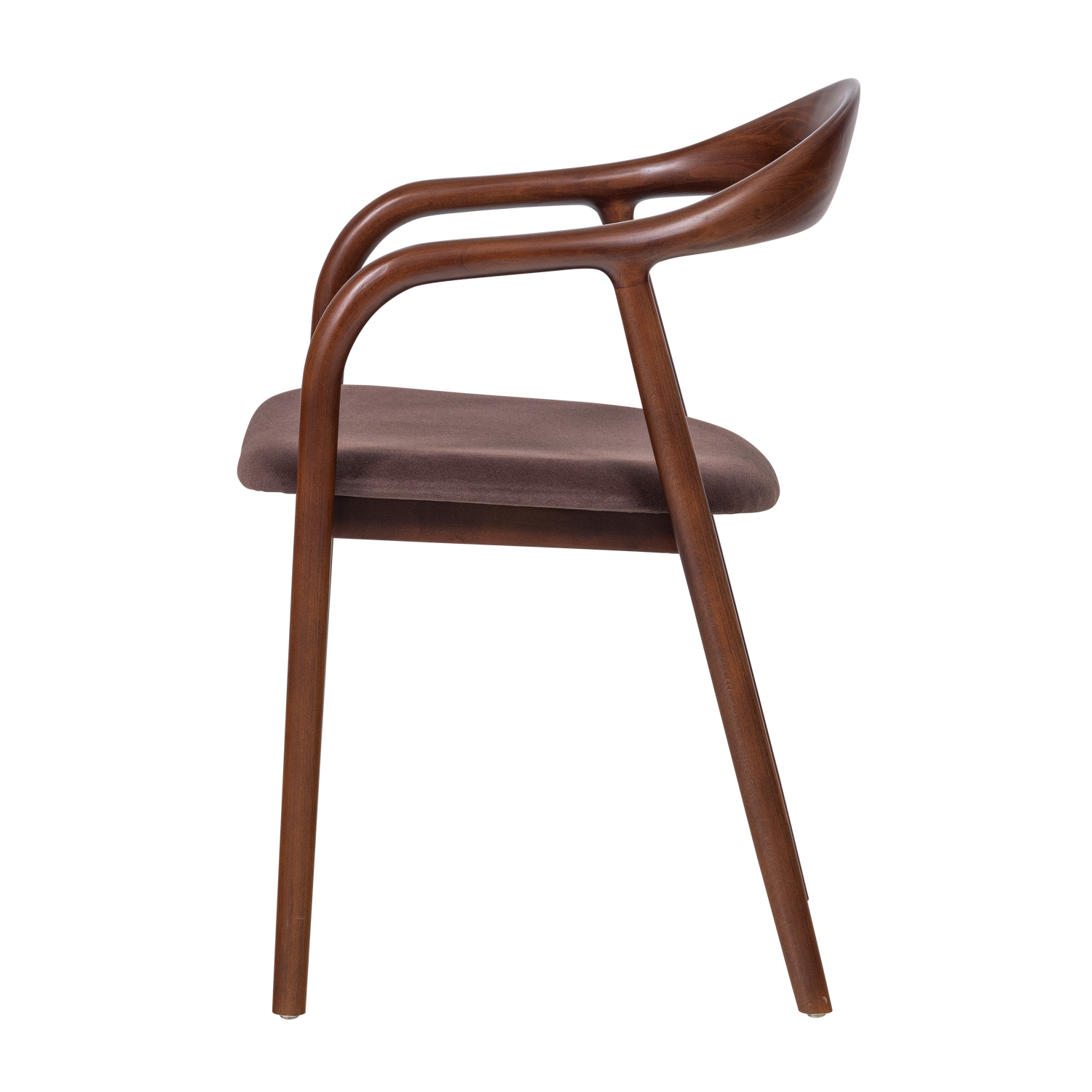 BRAN Chair in Brown Beech Wood with Brown Upholstery