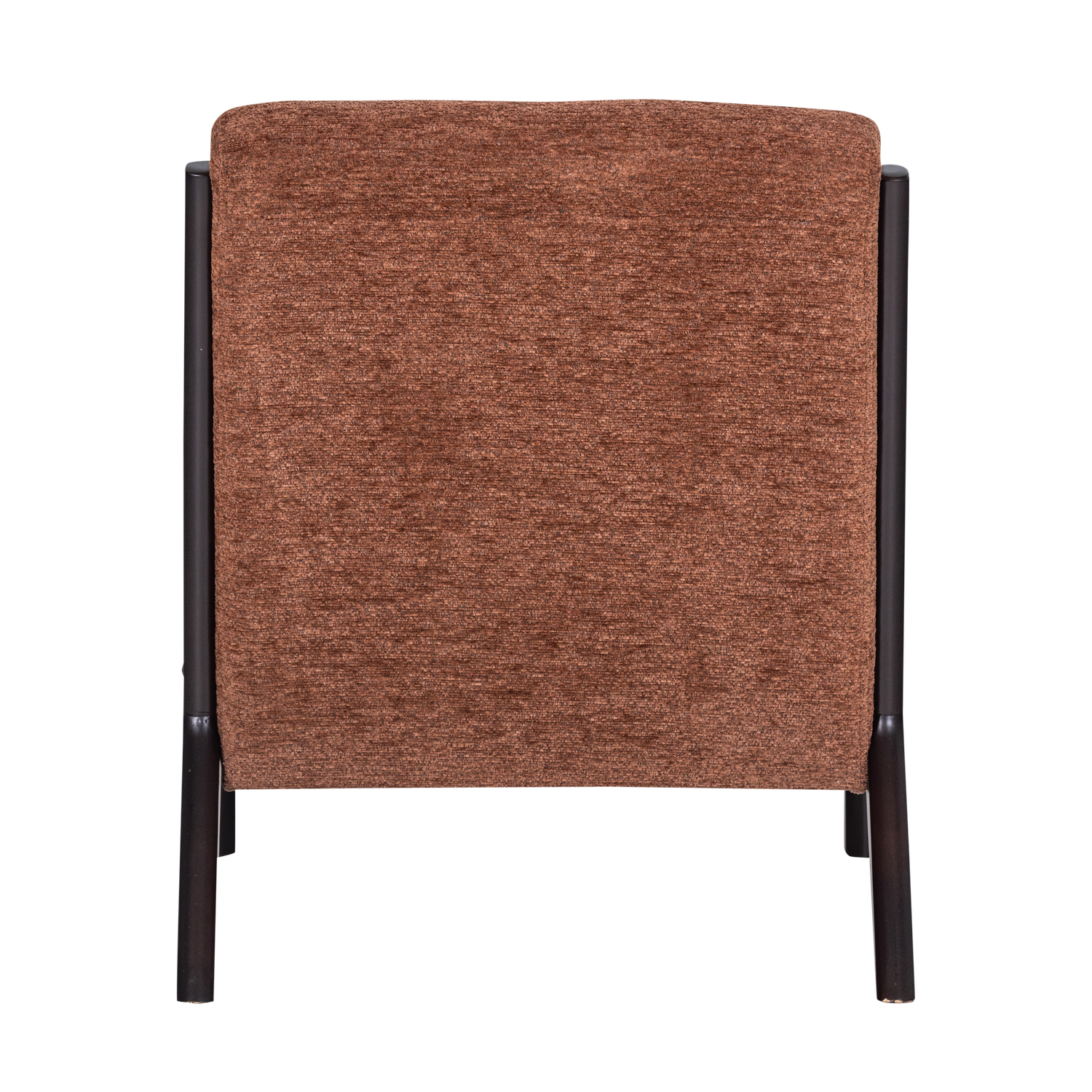 MARK Armchair in Brown Chenille with Black Base