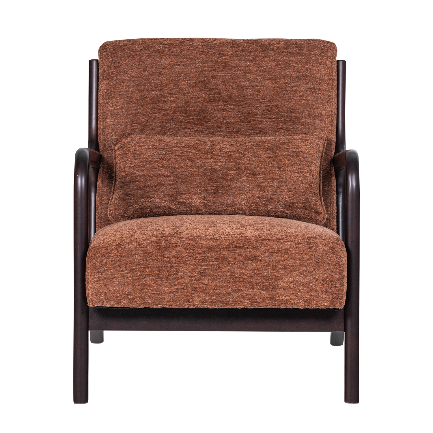 MARK Armchair in Brown Chenille with Black Base