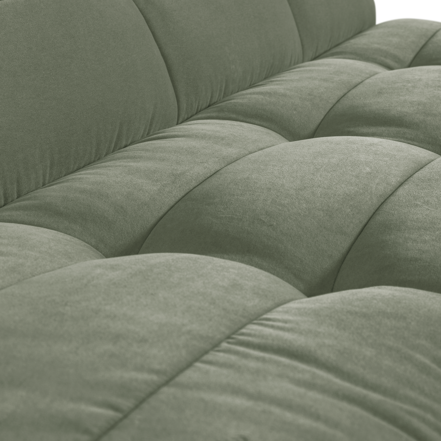 Velvet Sofa CLUSTER BENCH - 3-Seater Module in Pistachio