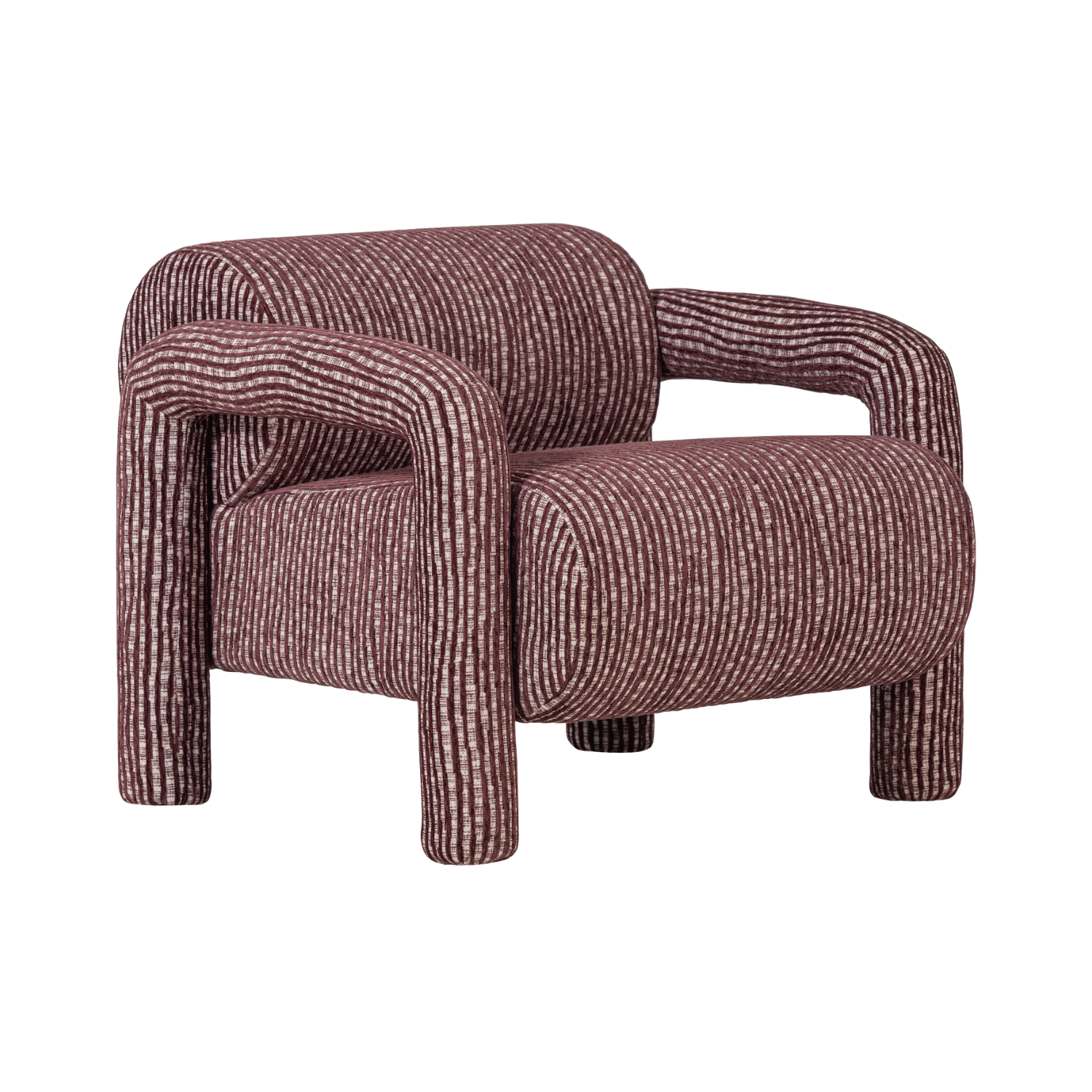 LENNY Armchair in Gray with Burgundy