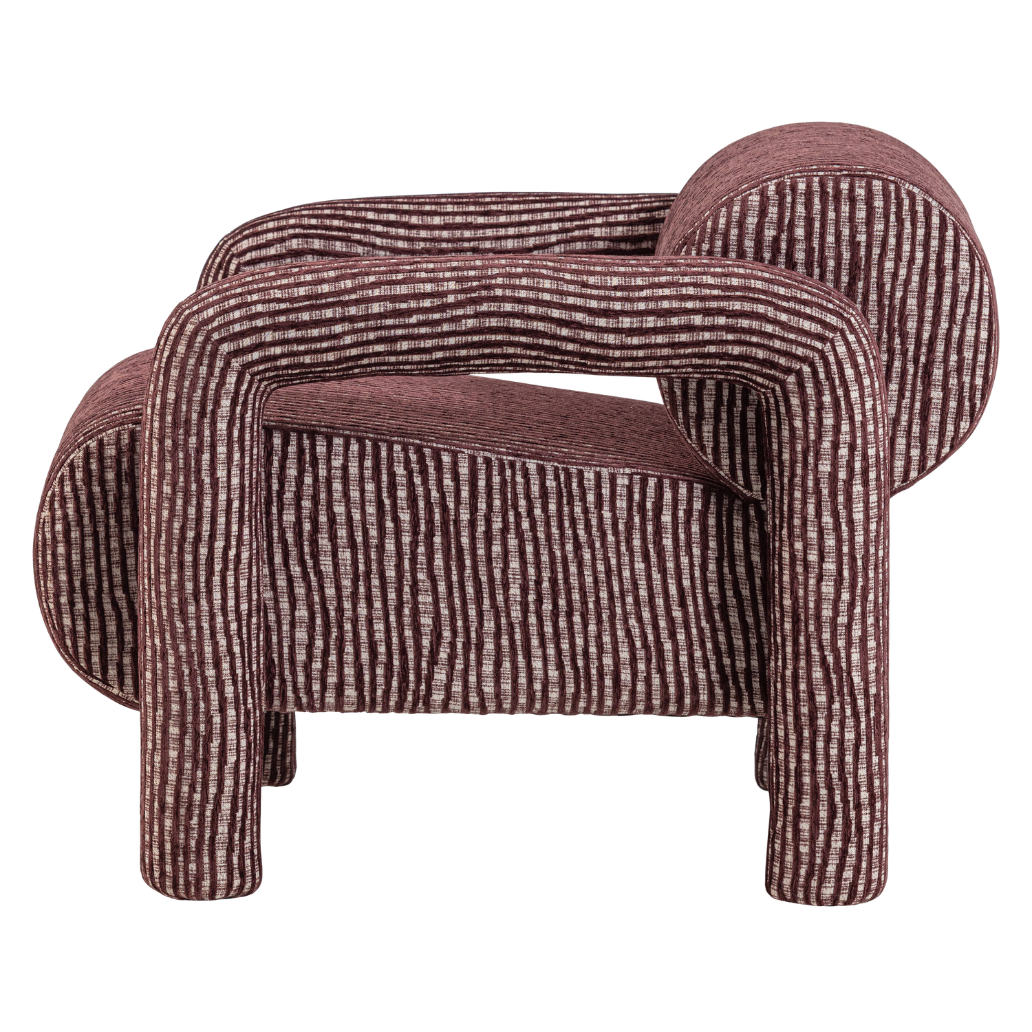 LENNY Armchair in Gray with Burgundy