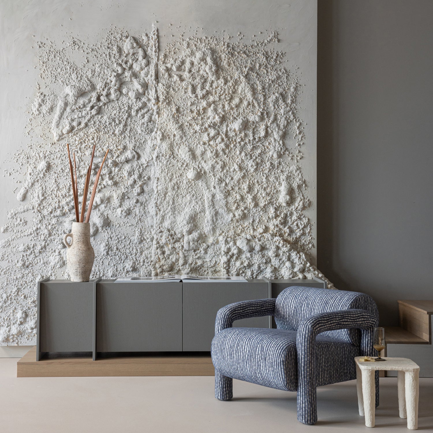 Křeslo LENNY šedé s modrou