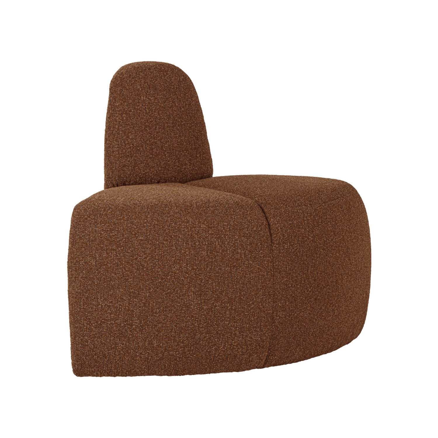 Modulární pohovka MOJO BENCH - zaoblený rohový prvek cihlově hnědý bouclé