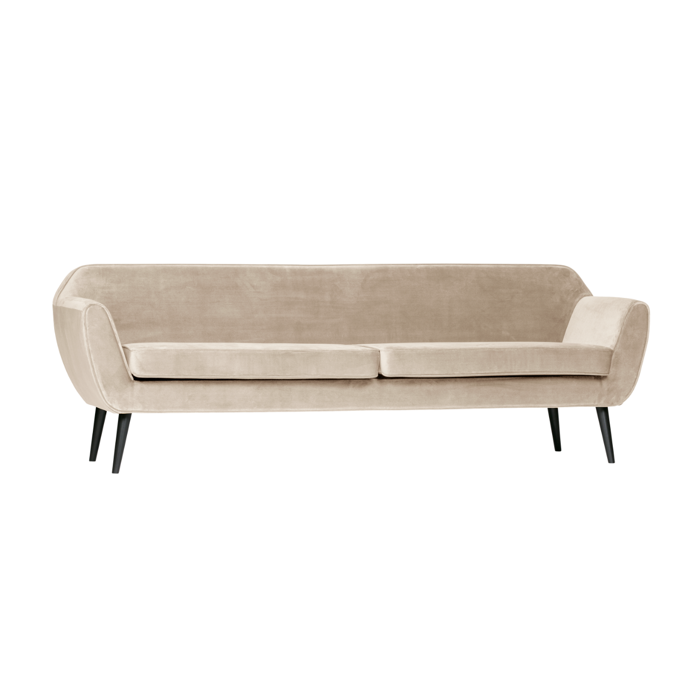 Velvet Sofa for 4 People ROCCO Broken White