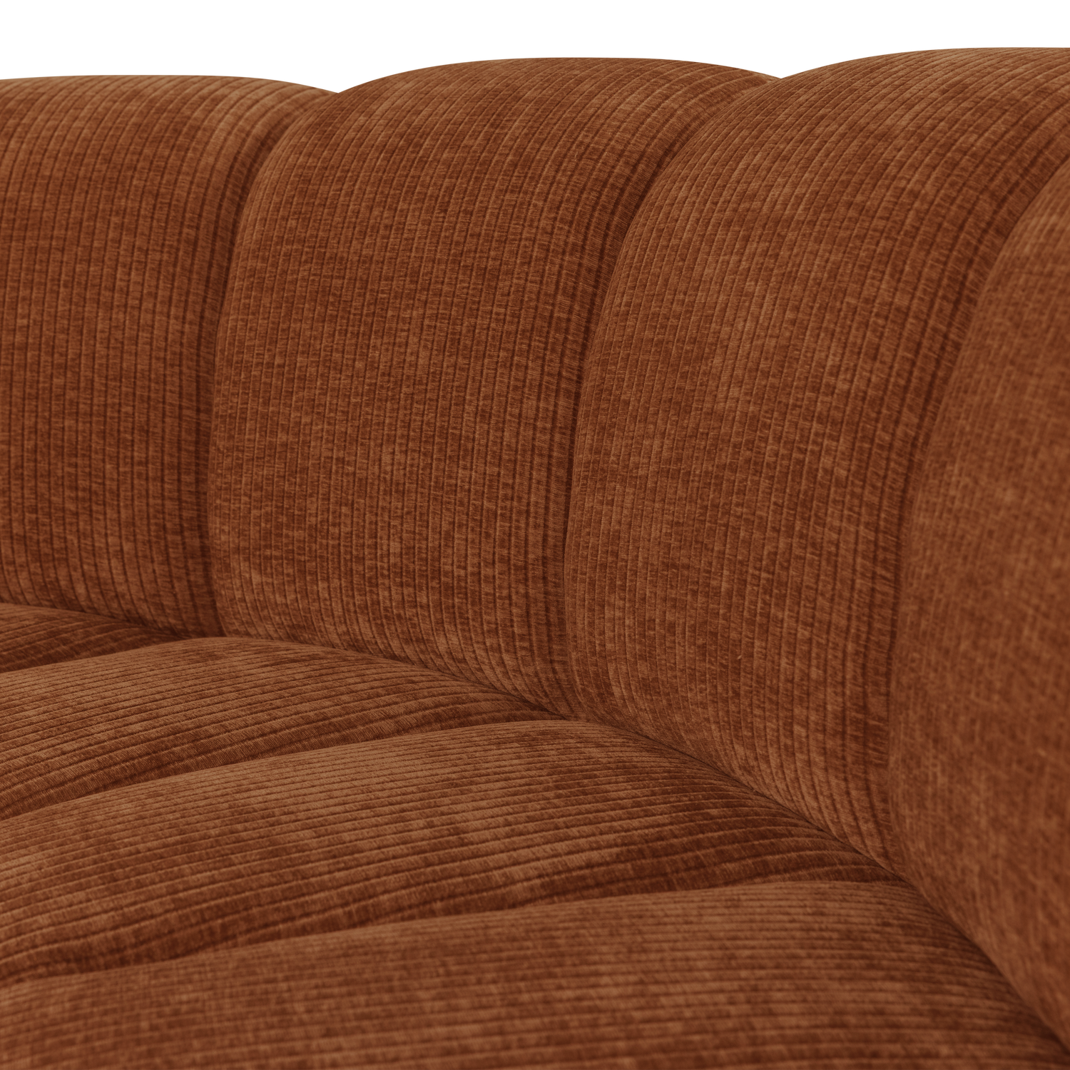 MOJO BENCH Modular Sofa - Curved Corner Element in Brick Brown Corduroy
