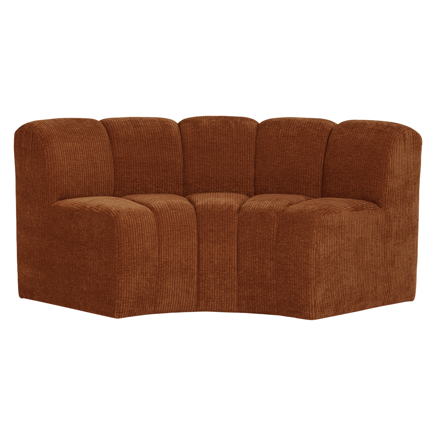 MOJO BENCH Modular Sofa - Curved Corner Element in Brick Brown Corduroy