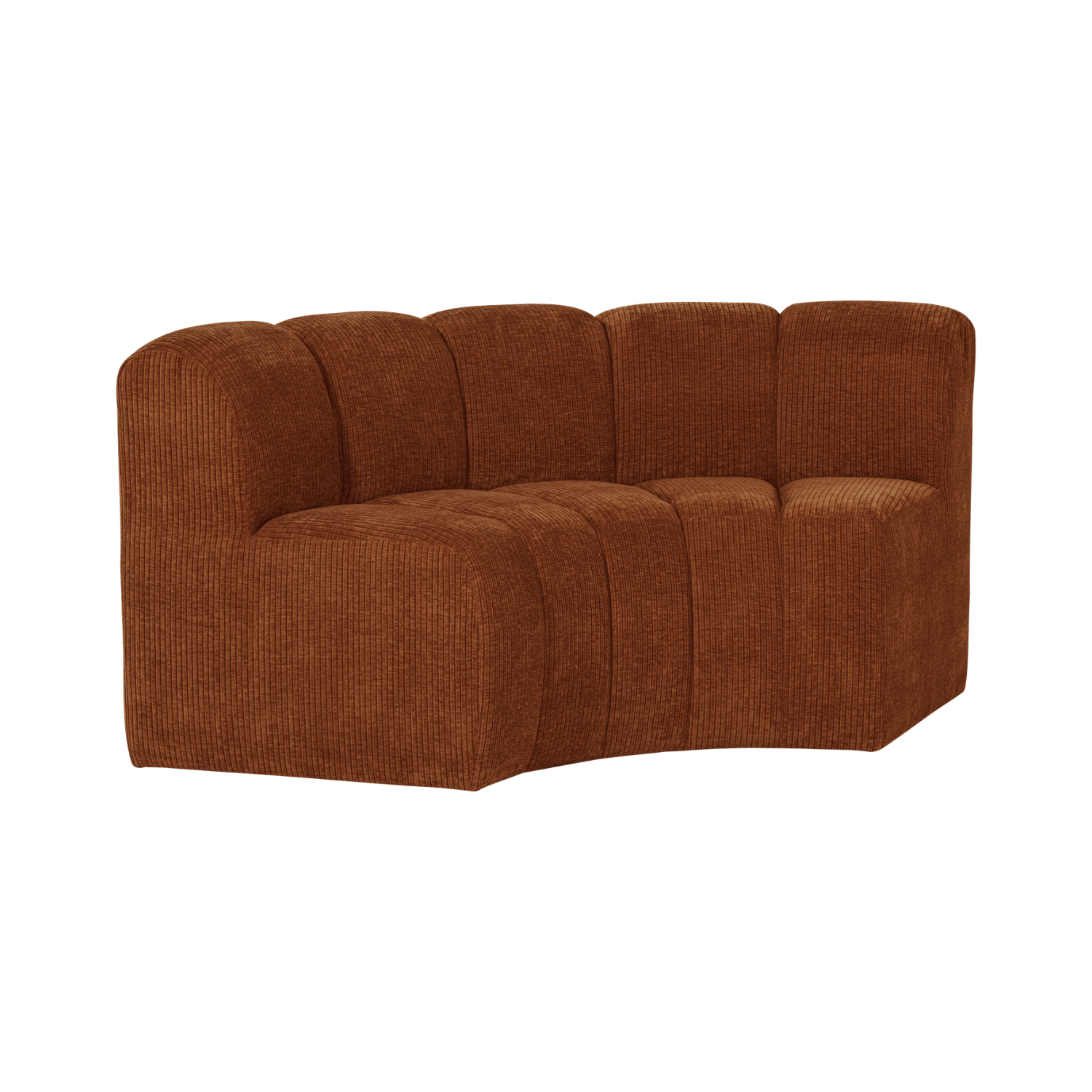 MOJO BENCH Modular Sofa - Curved Corner Element in Brick Brown Corduroy