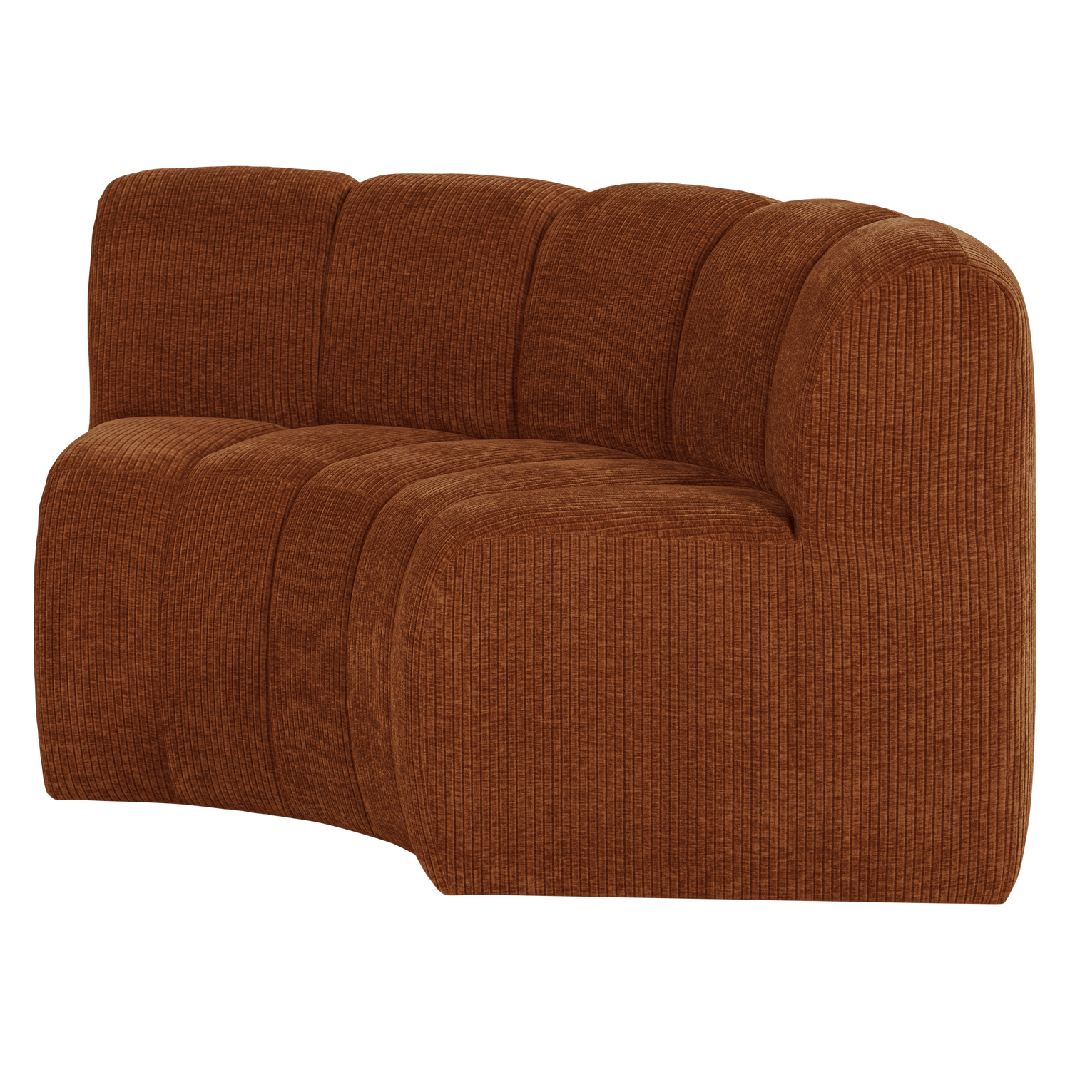 MOJO BENCH Modular Sofa - Curved Corner Element in Brick Brown Corduroy