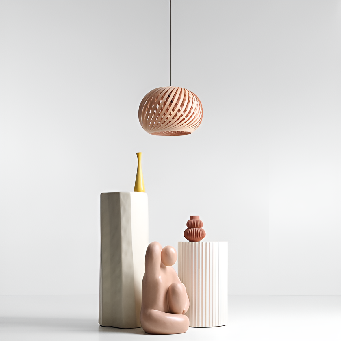 Nature cross hanging lamp wood