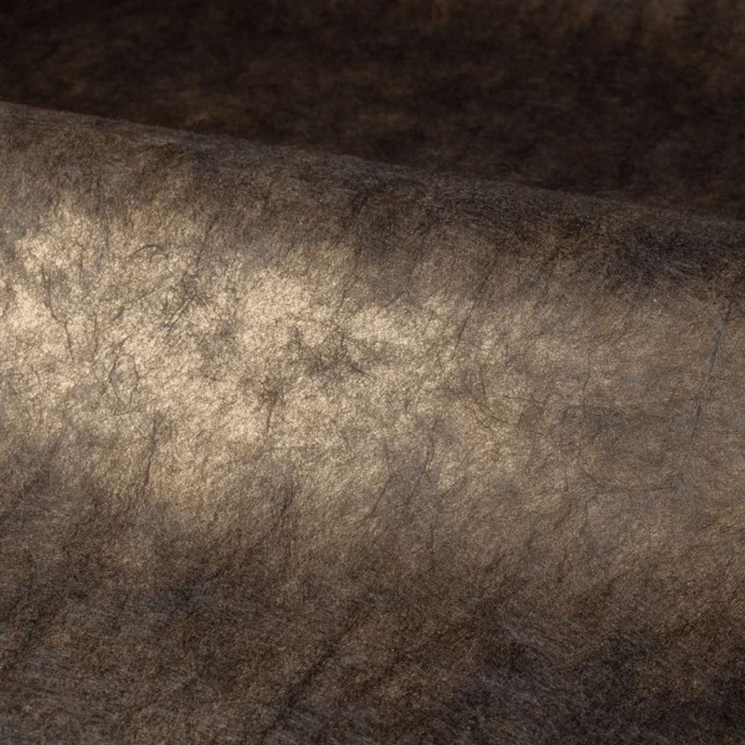 Metallic Textured Fabric Wallpaper with Pleats OXEA - NOIR DE LUNE DORÉ Black with Gold