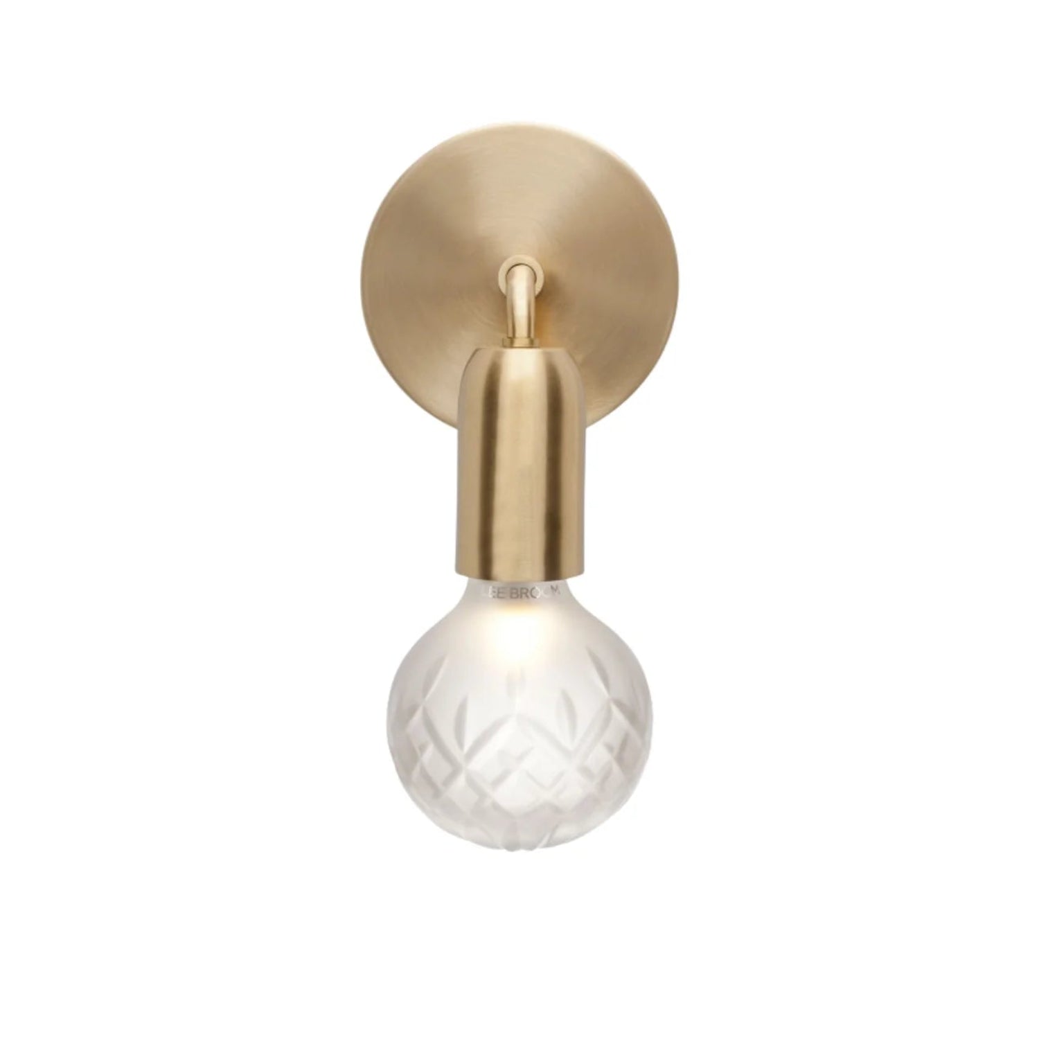 Nástěnné svítidlo CRYSTAL BULB s matným sklem a mosazným povrchem.