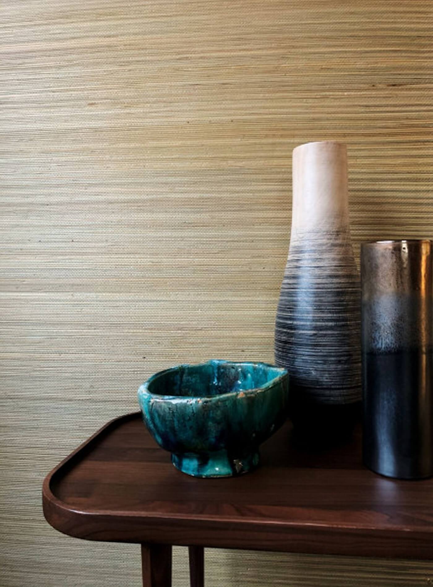 Natural structural wallpaper made of seagrass SEAGRASS - celadon green