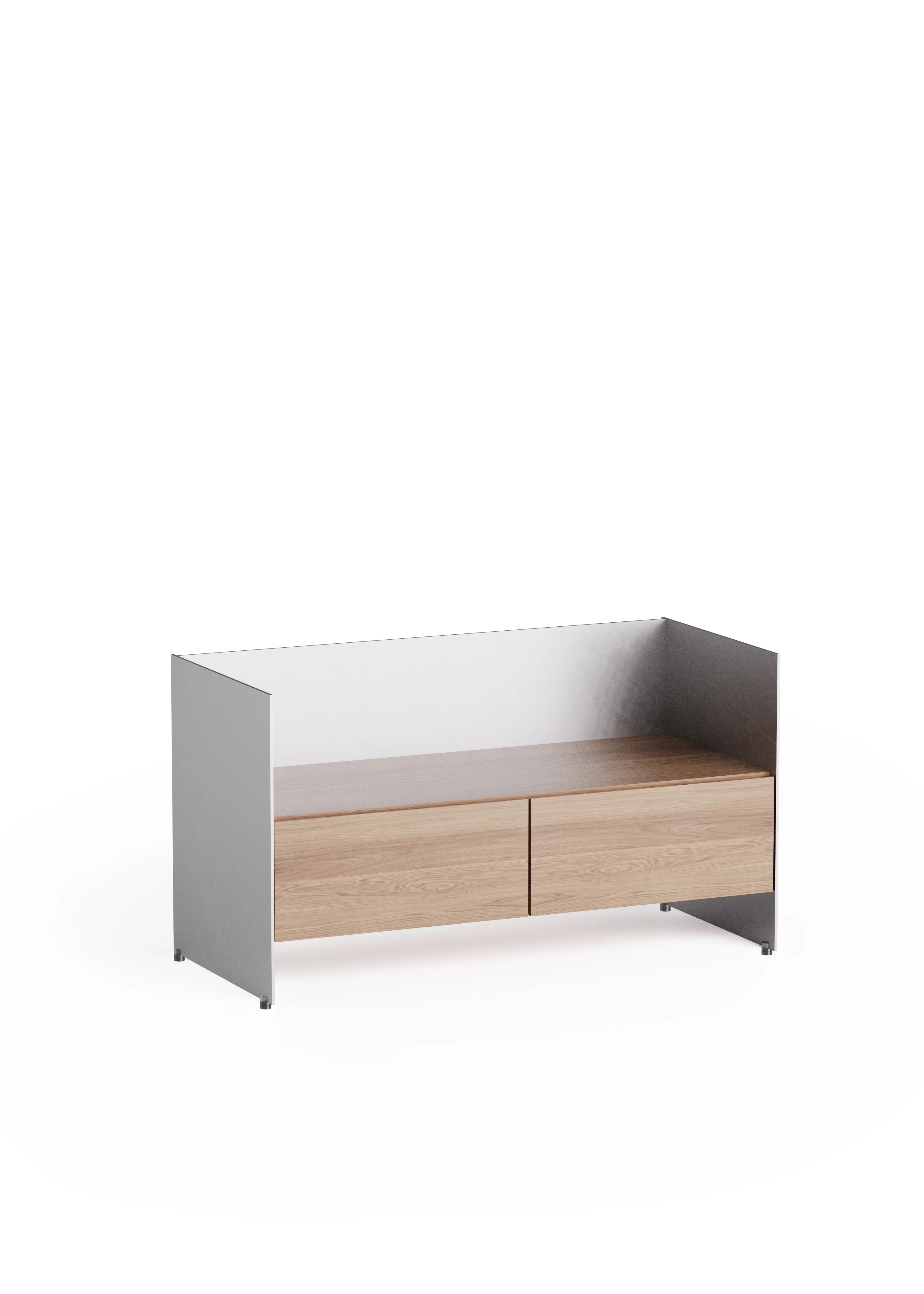 Skříň ALOOX 90 z dubového dřeva s hliníkovým povrchem