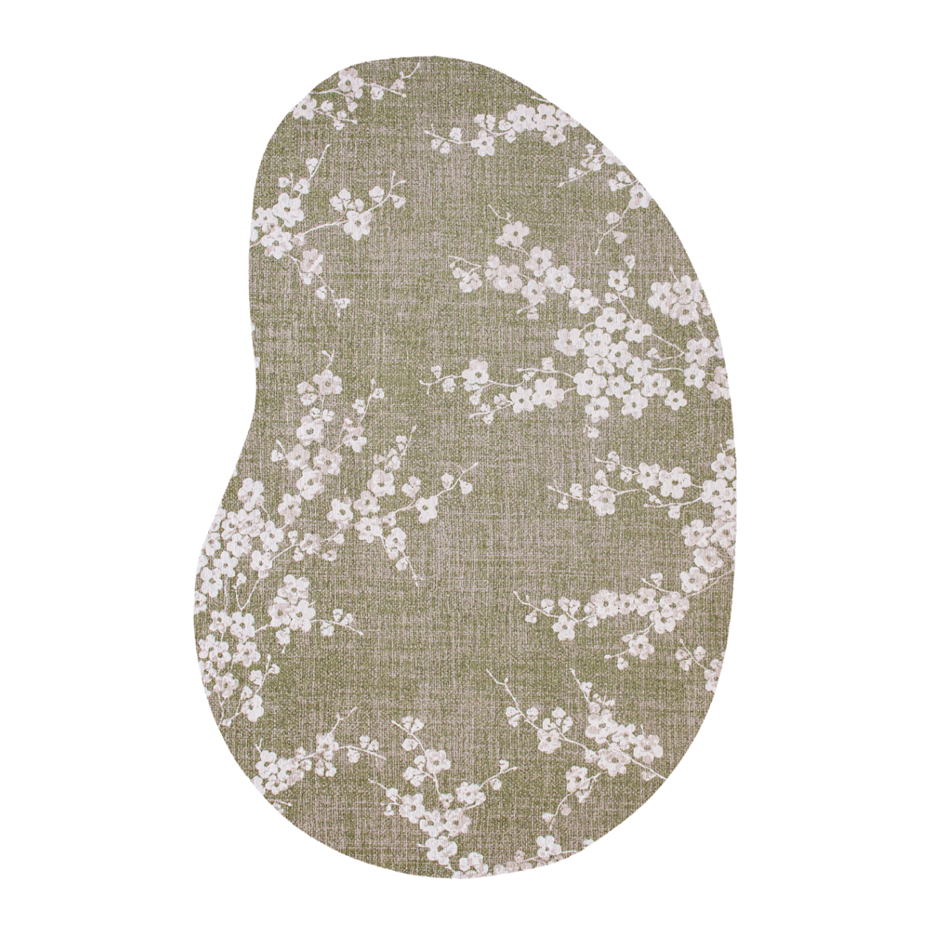 Oválný koberec SAKURA zelený s bílou