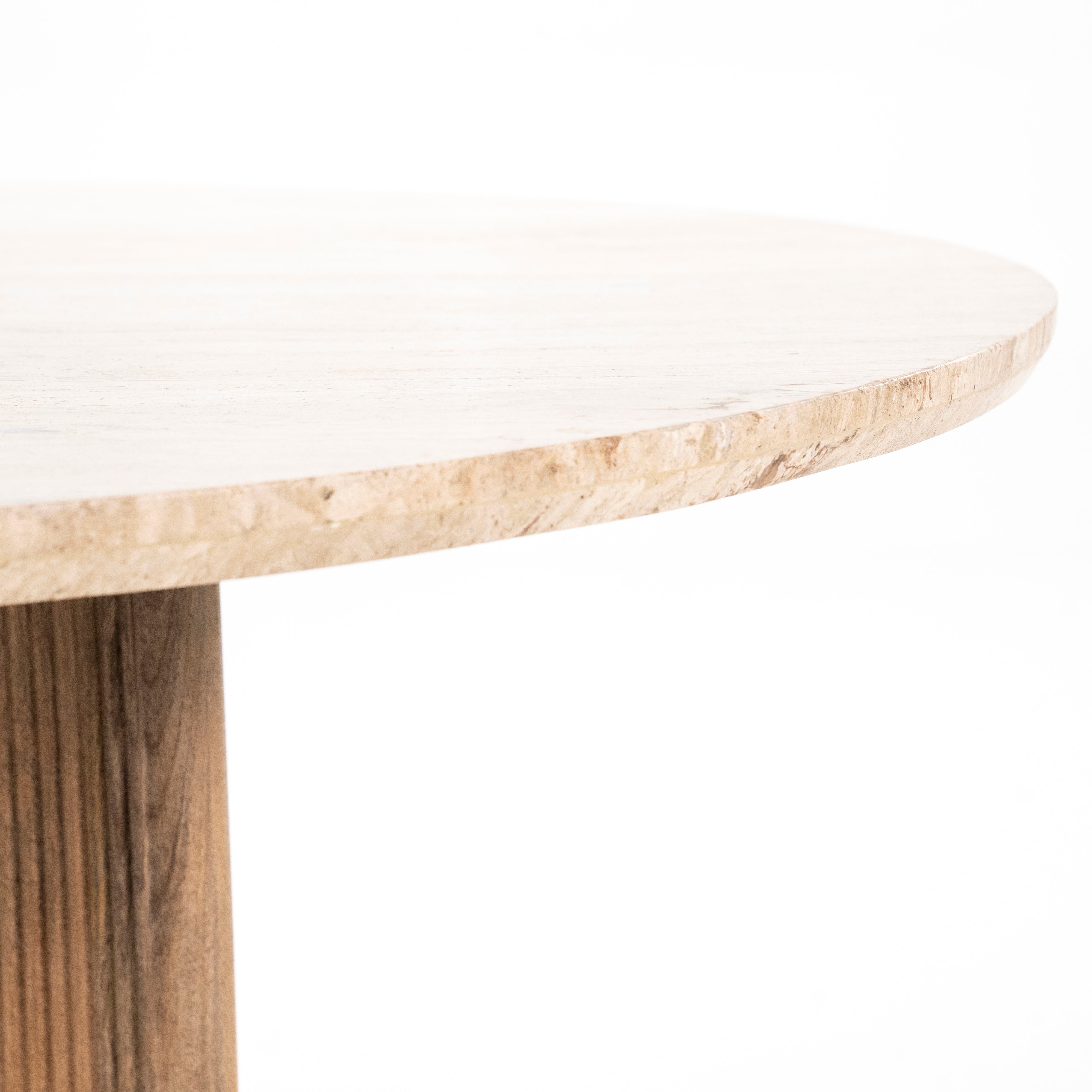 Round Table SARA Light Beige Travertine with Mango Wood