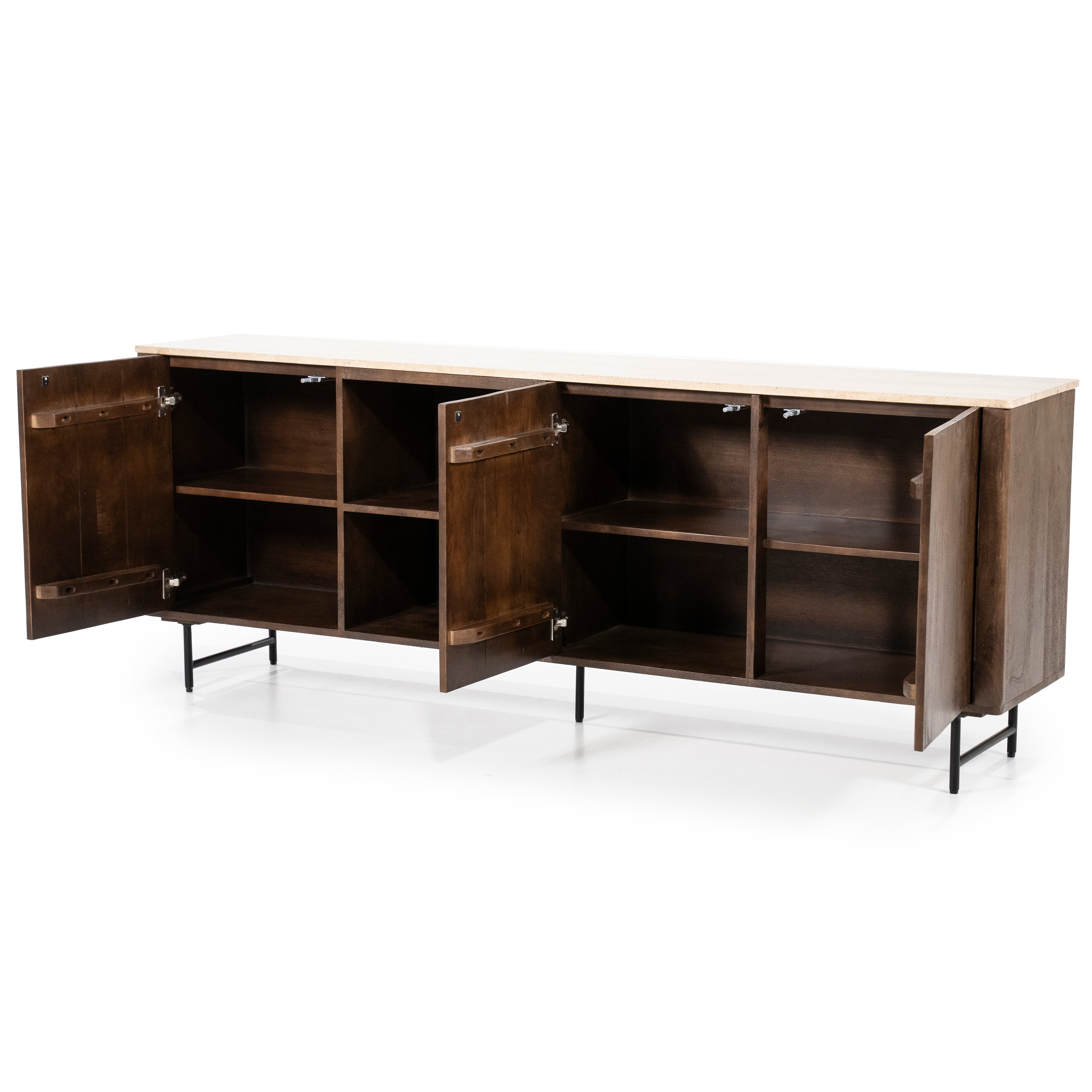 LIO chest of drawers brown mango wood with travertine