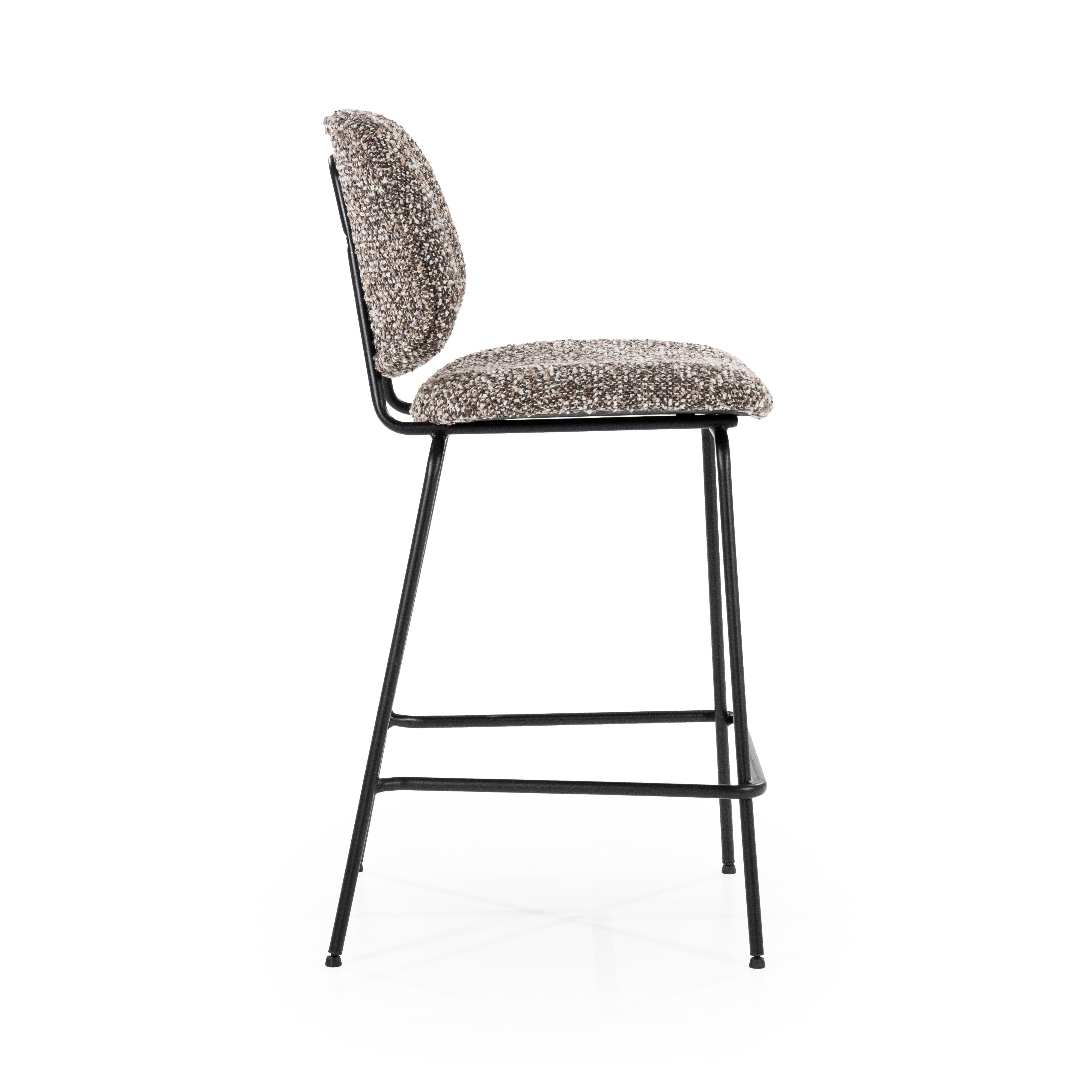 JON Gray Melange Stool with Black Base