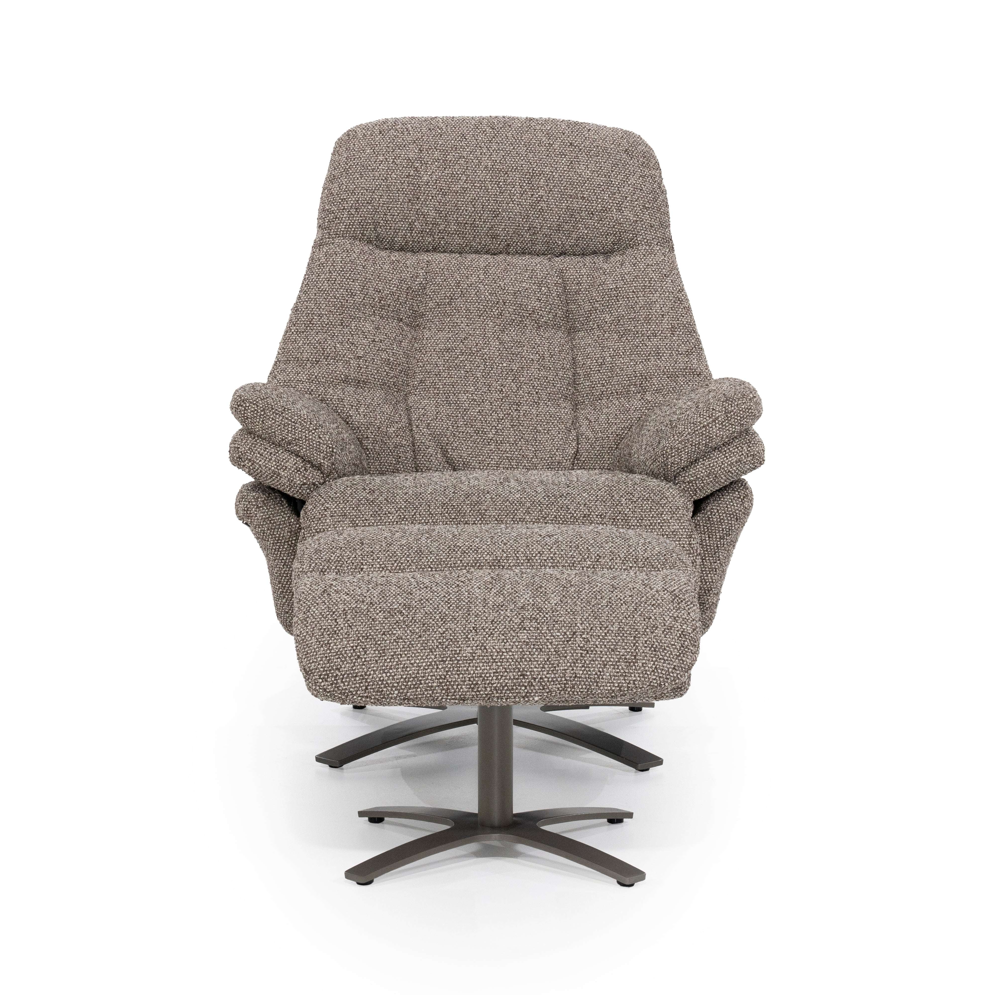 CALEB Dark Beige Armchair with Black Base and Footrest