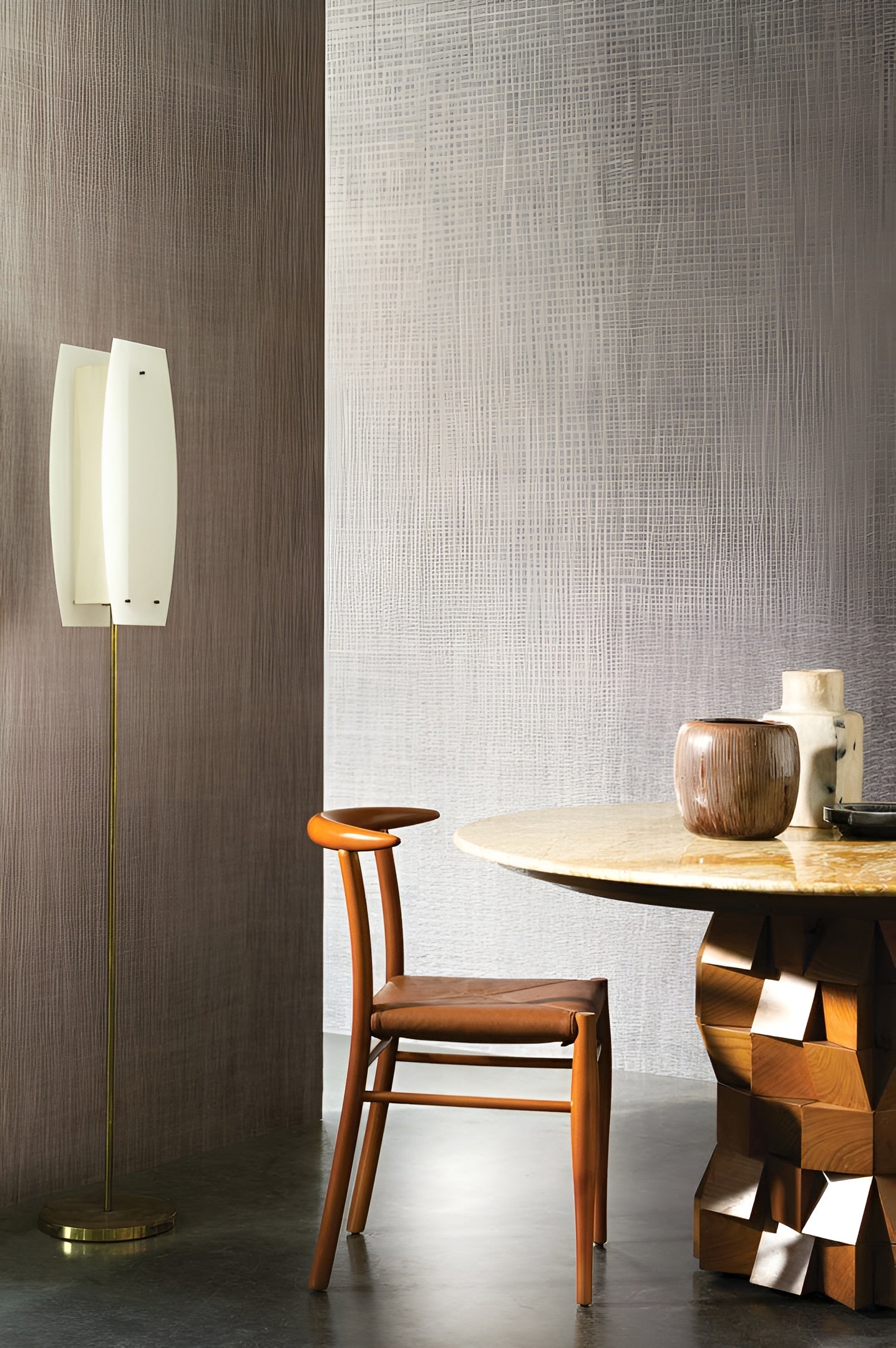 Textile wallpaper with a structural metallic finish HEMERA - IVORY elephant bone