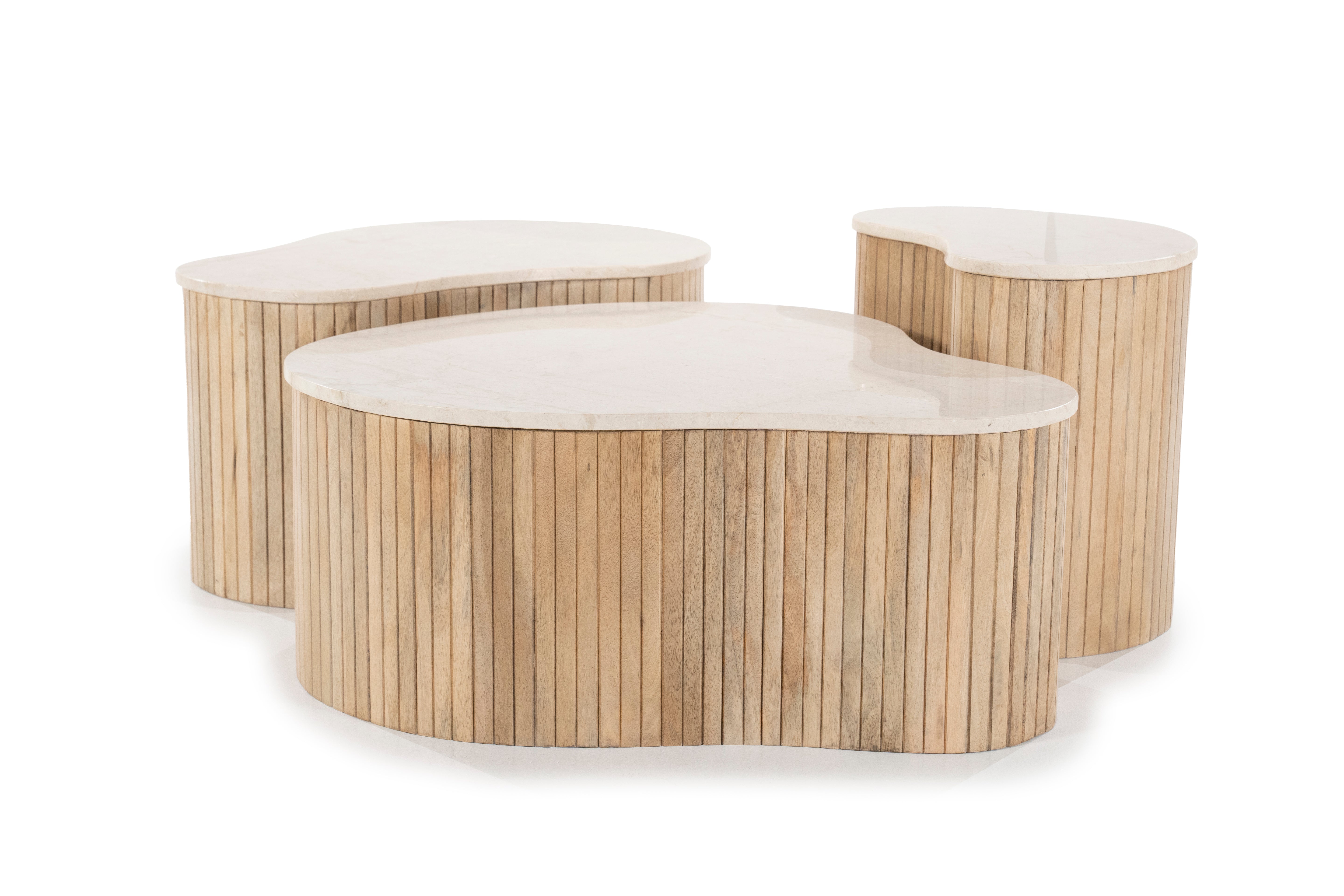 Boční stolek KIRA z mangového dřeva s mramorovou deskou