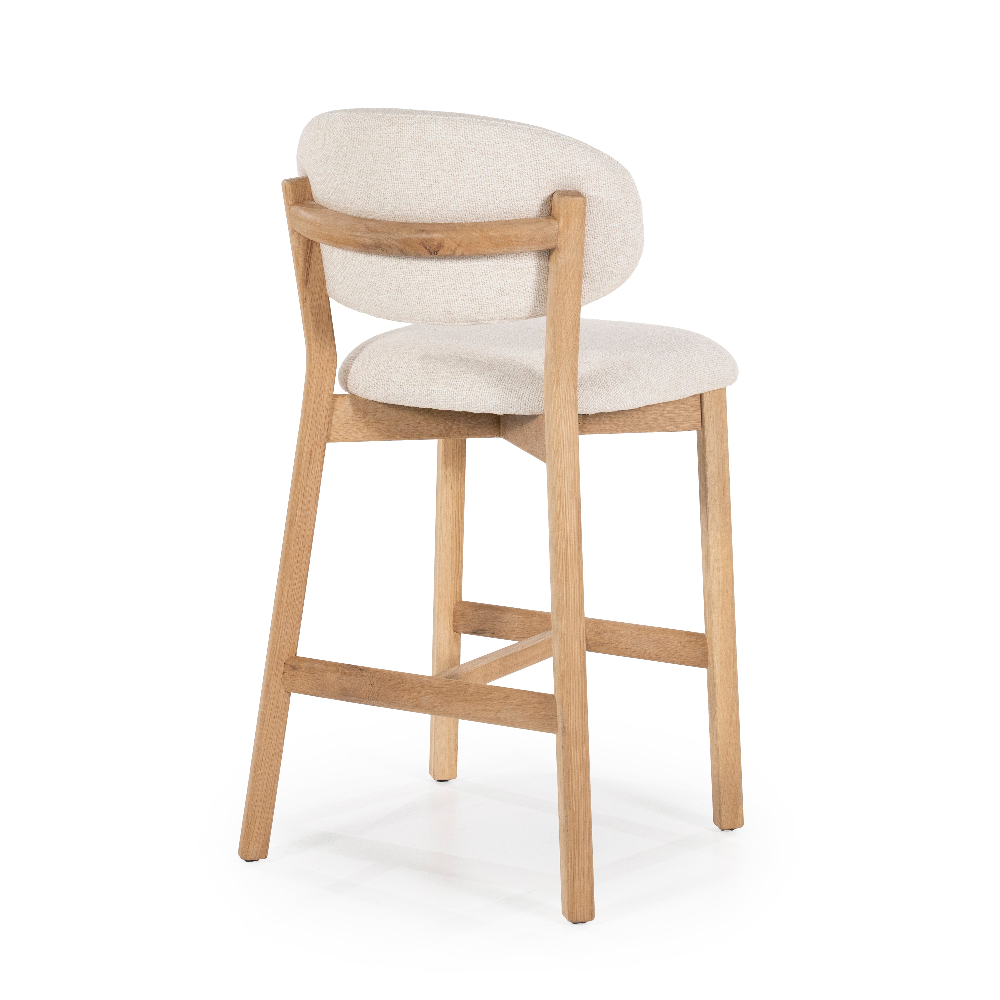 MIKKY Beige Stool with Oak Base