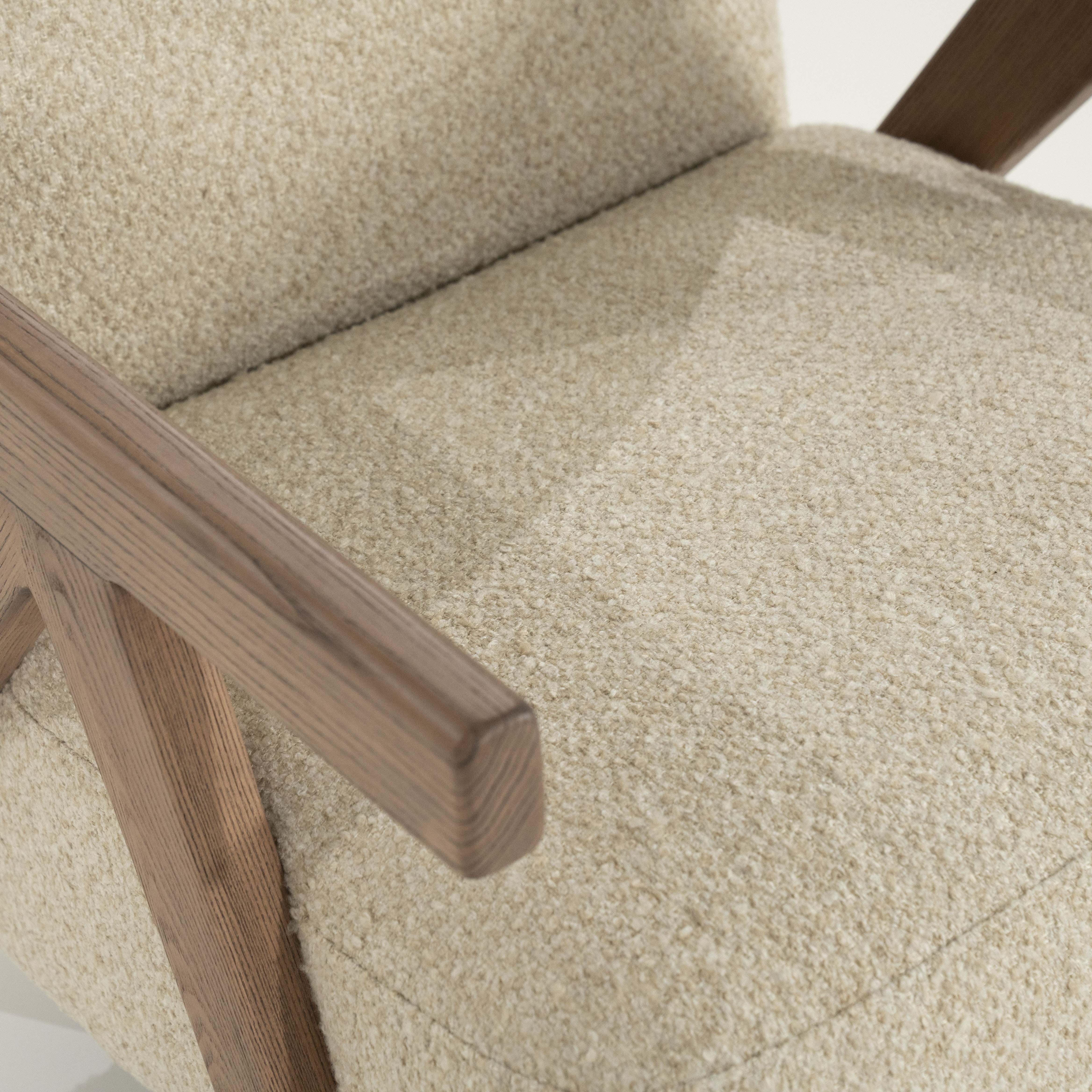 FRANCIS beige armchair with wooden base