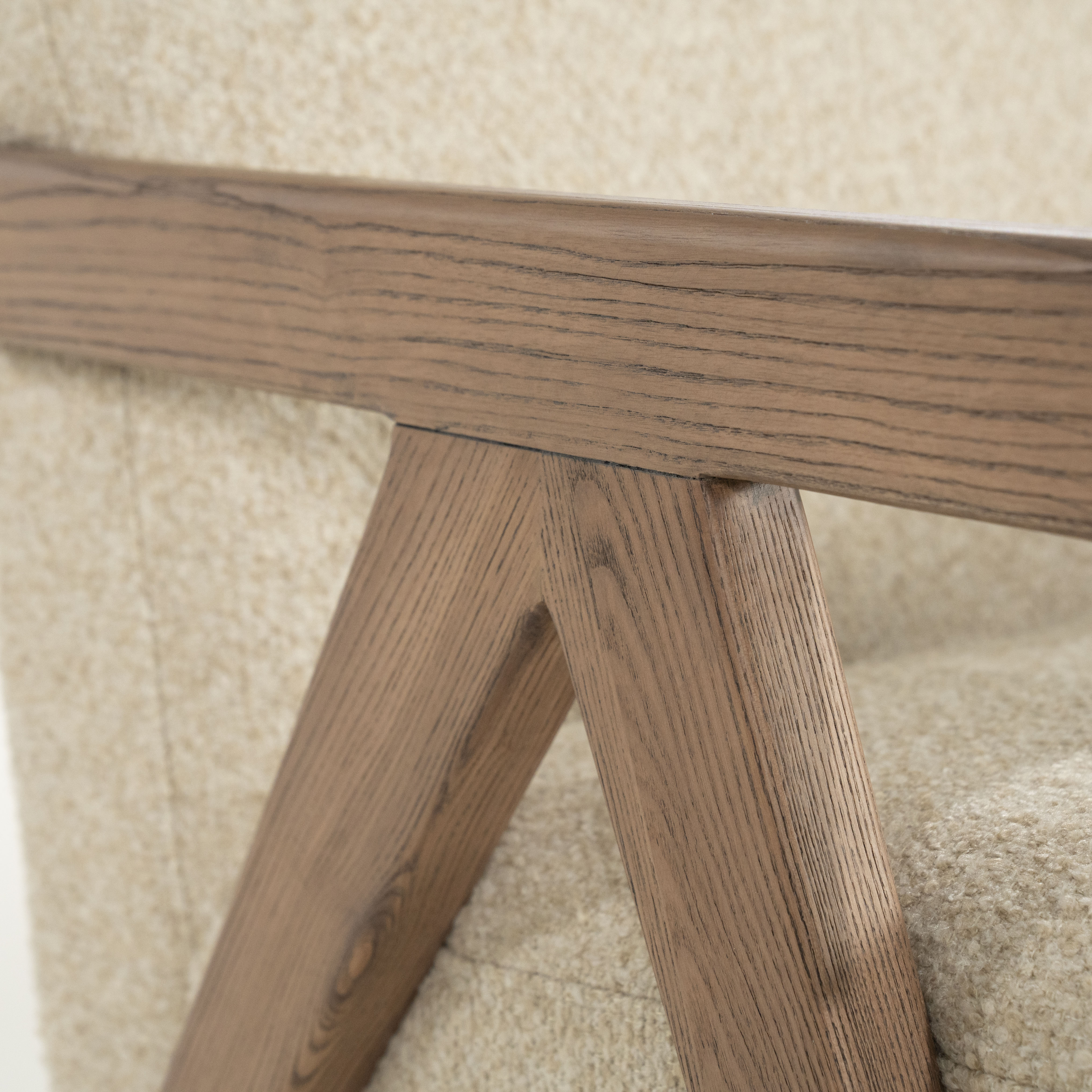 FRANCIS beige armchair with wooden base