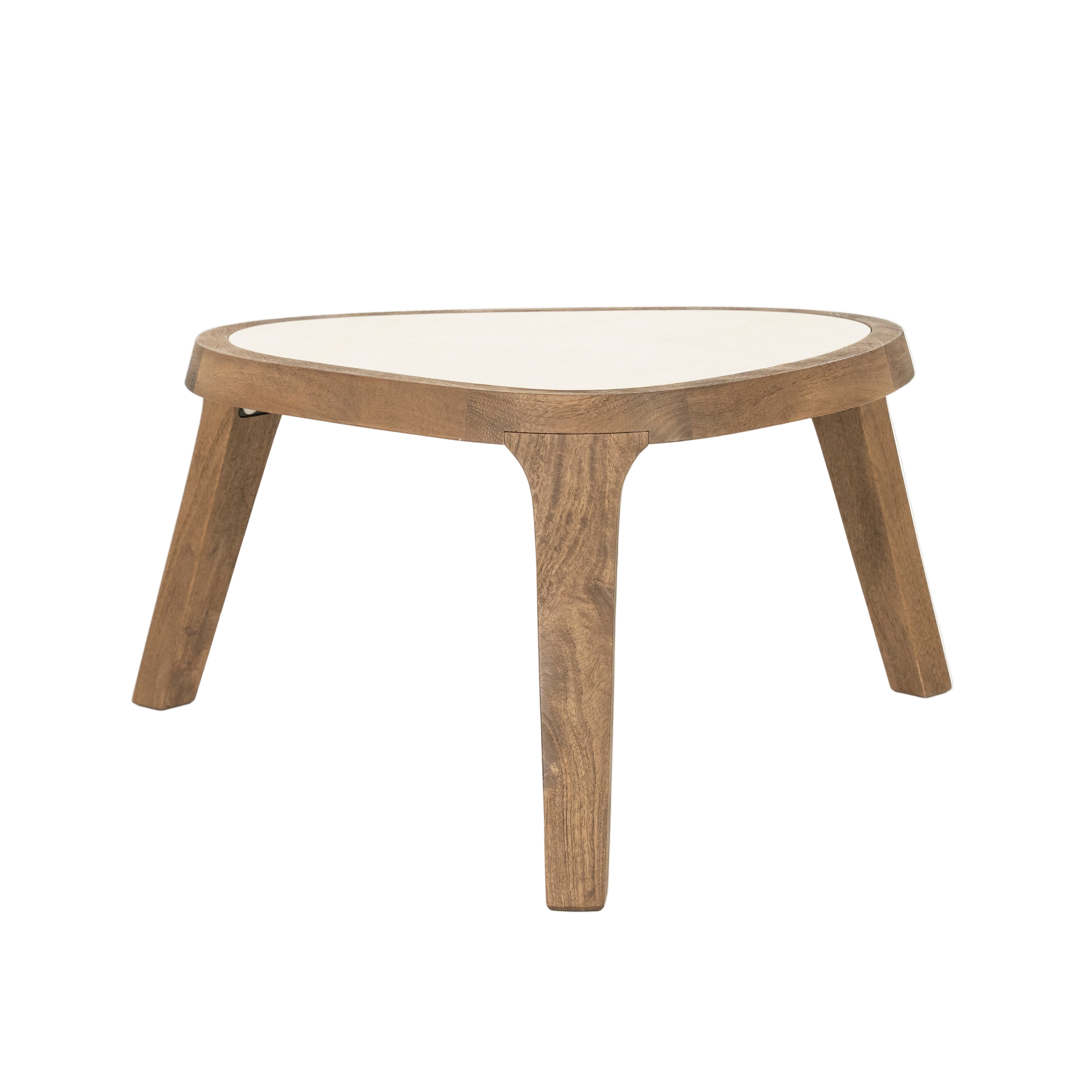 FRED Coffee Table Cream Marble with Wooden Base