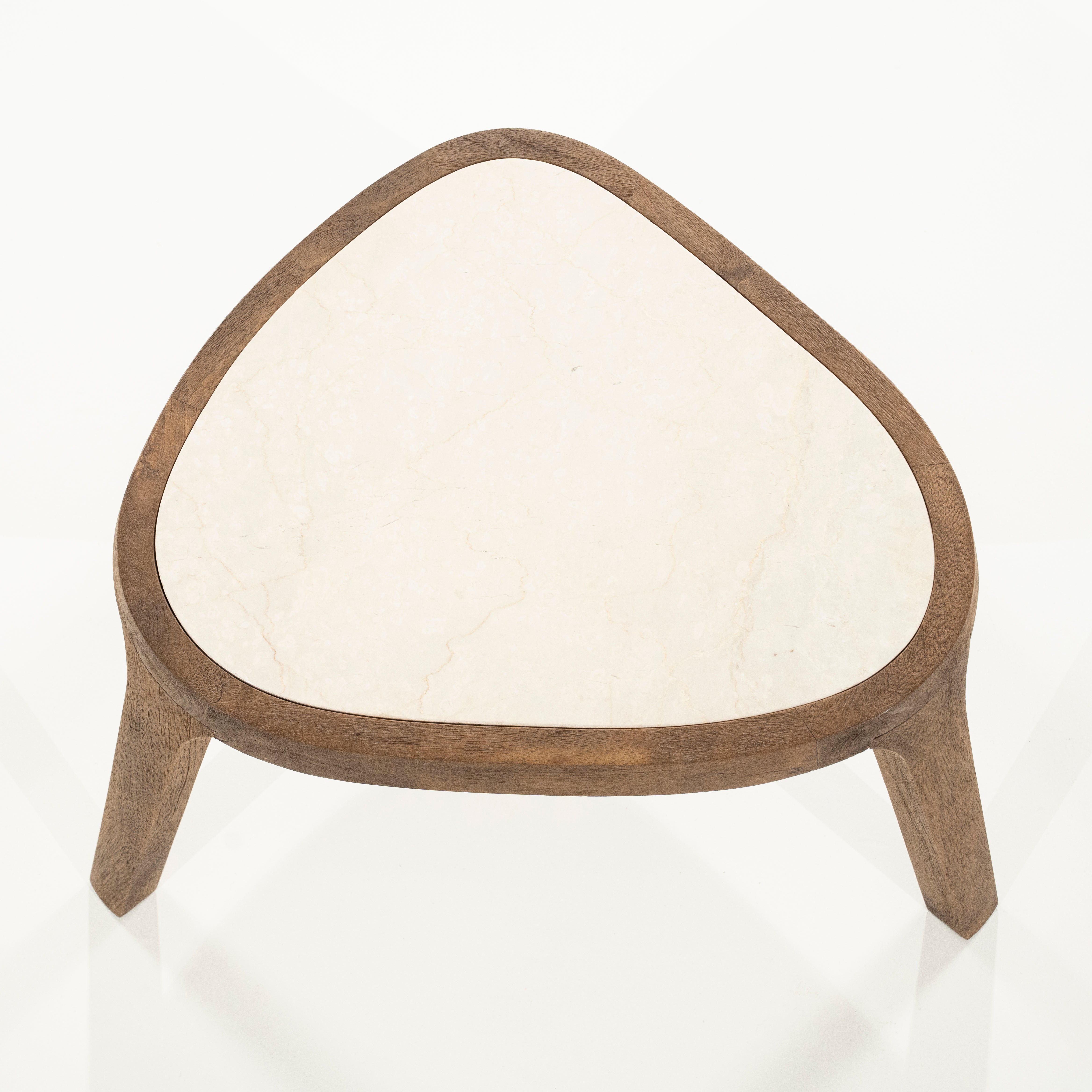 FRED Coffee Table Cream Marble with Wooden Base