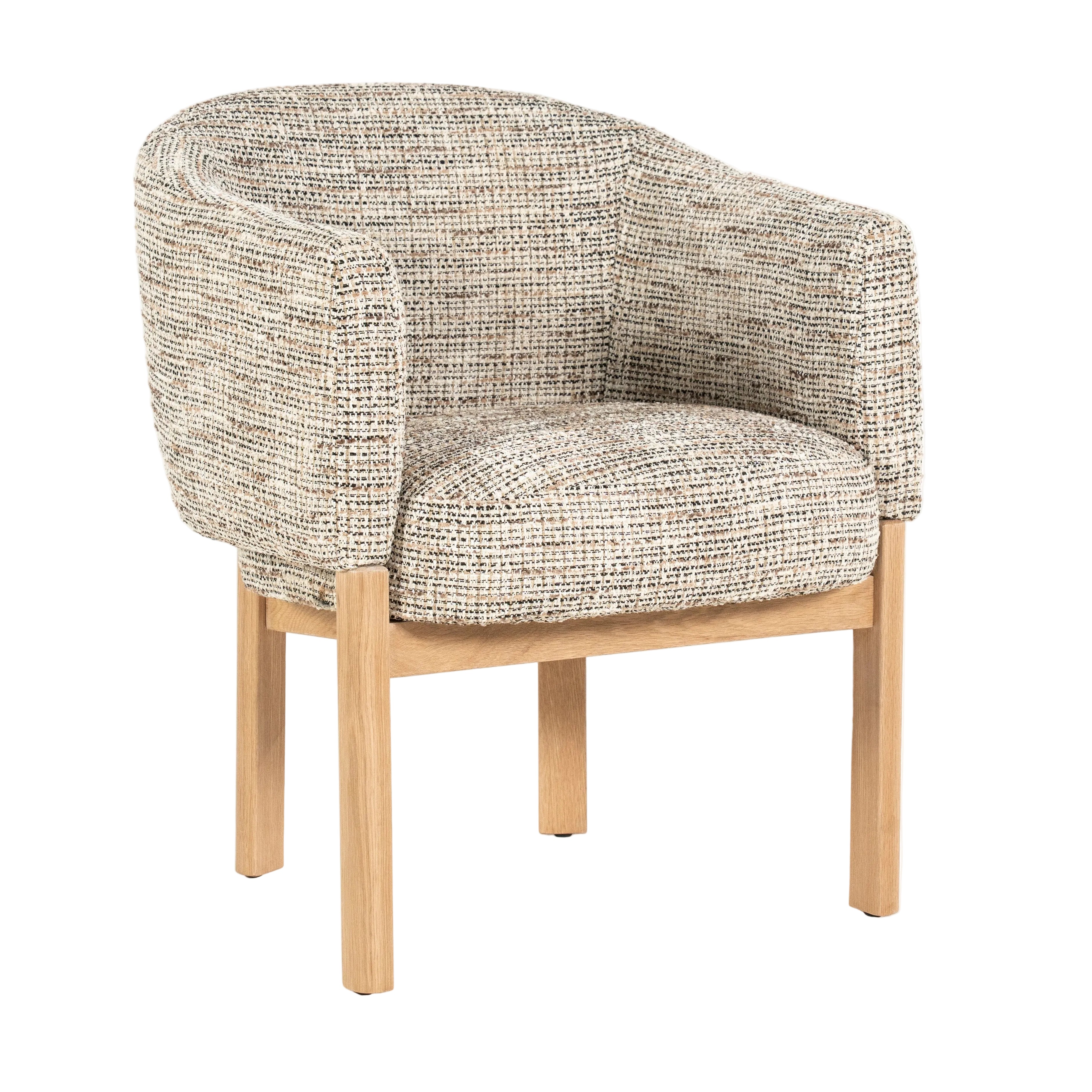 MICHA armchair in taupe with oak base