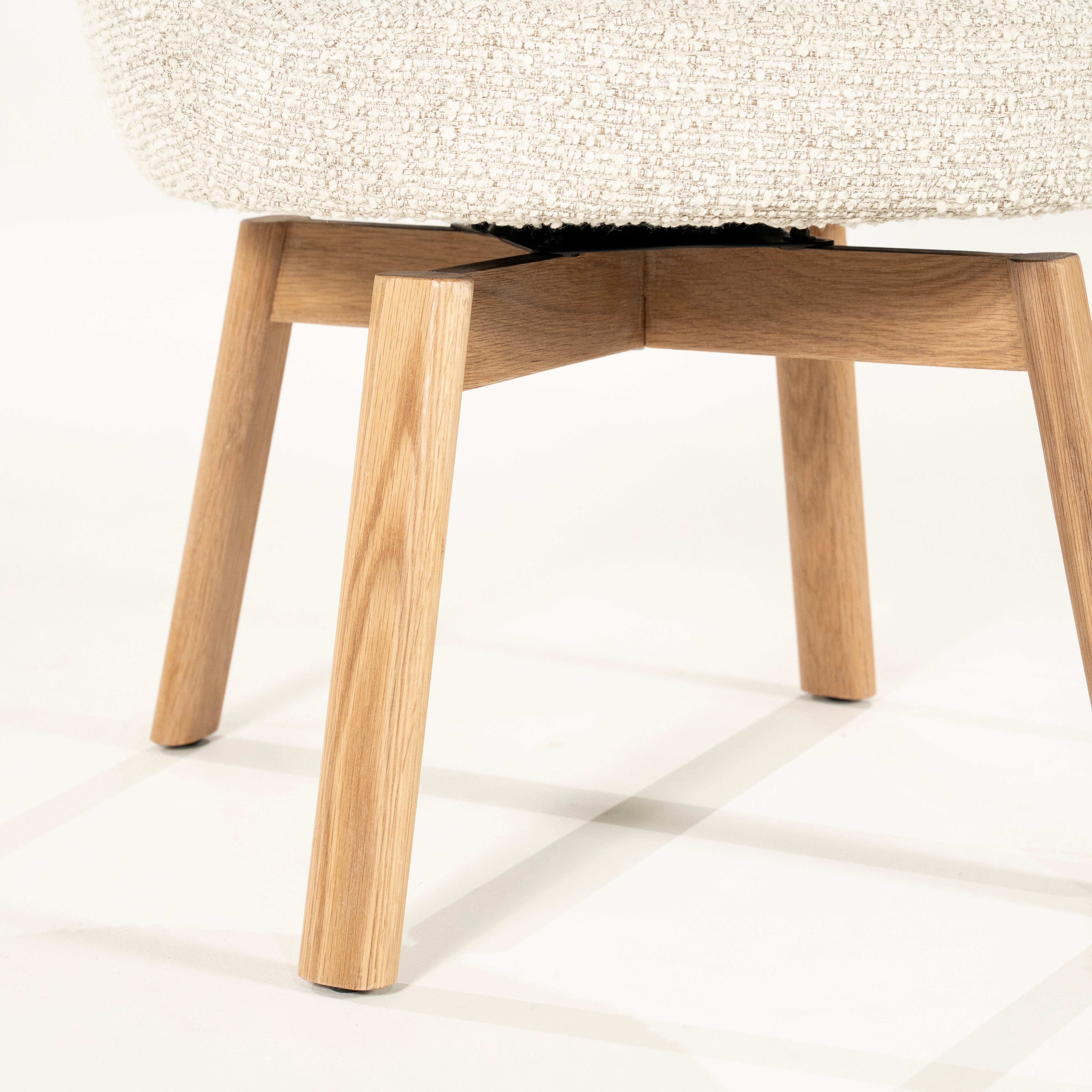 LIVIA cream swivel chair with wooden base