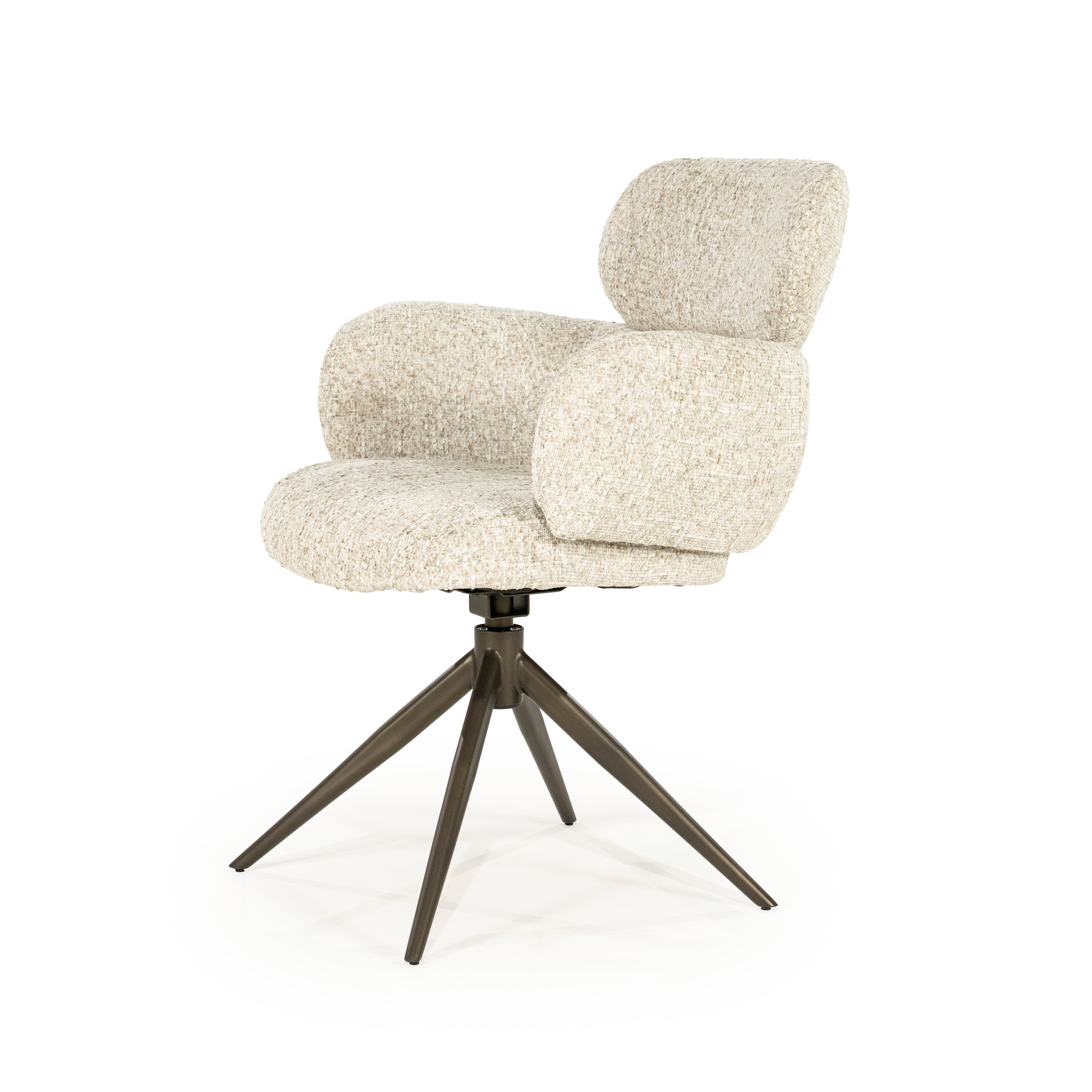 DARCIO swivel chair beige with dark brown base