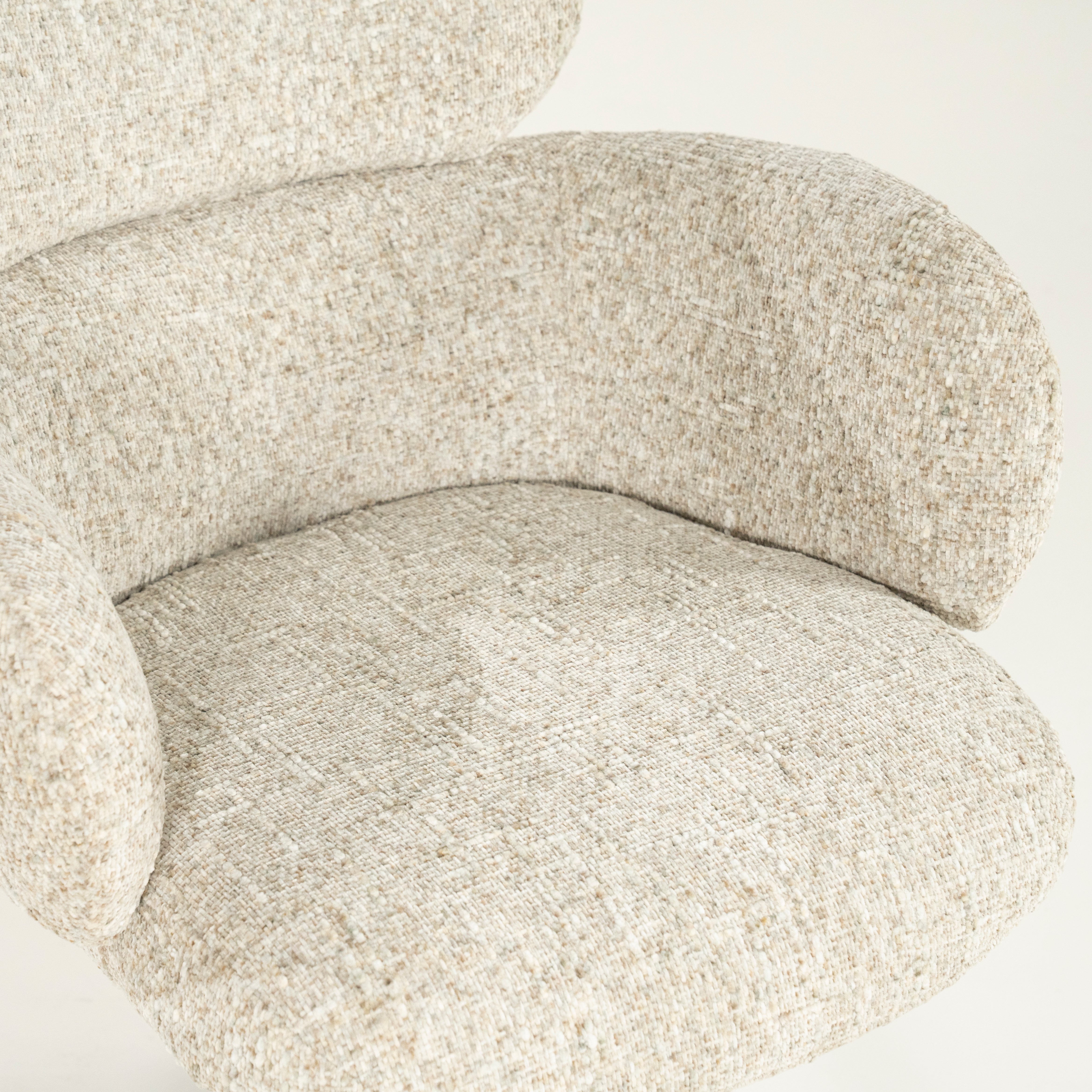 DARCIO swivel chair beige with dark brown base