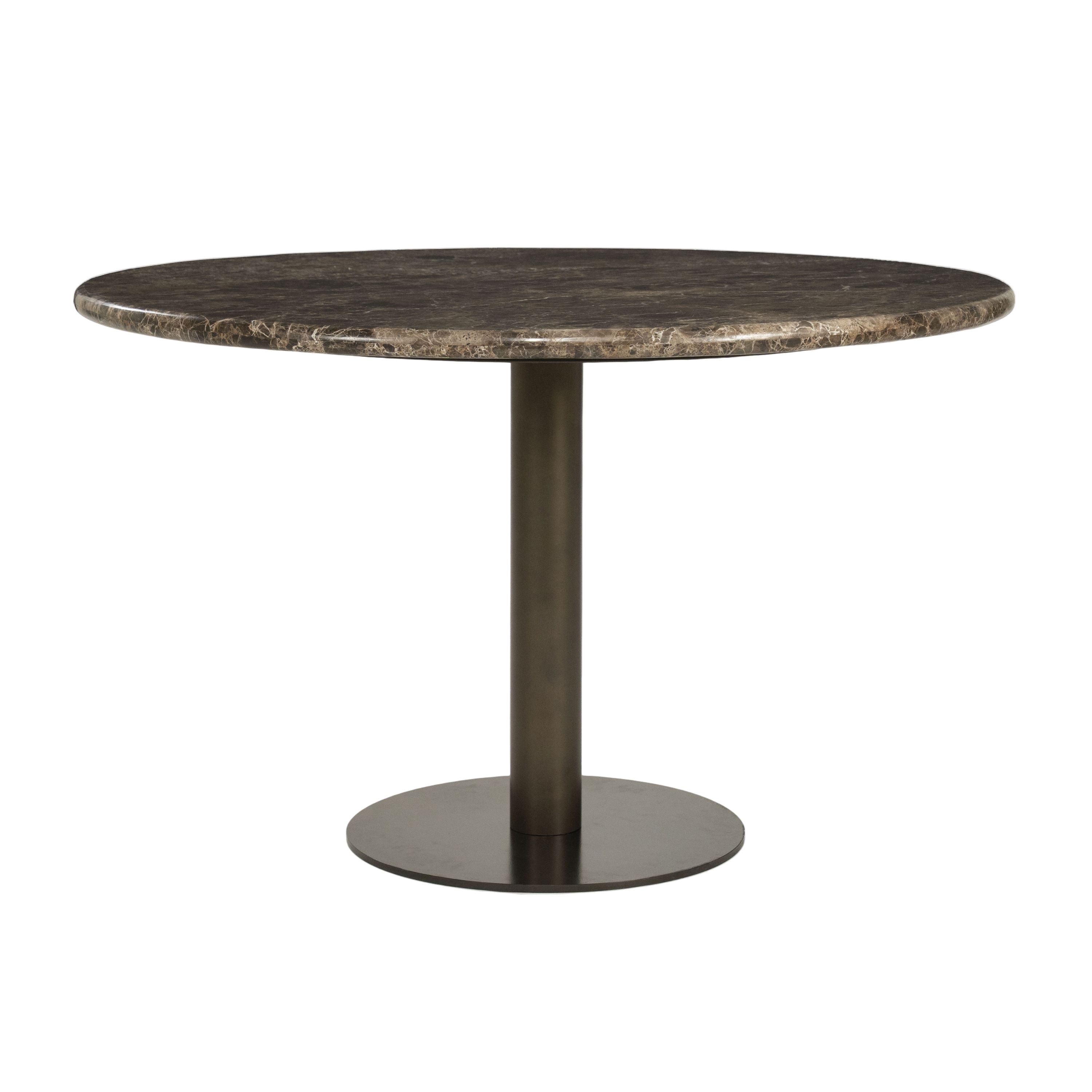 Round Table LUIGI Brown Marble with Metal Base