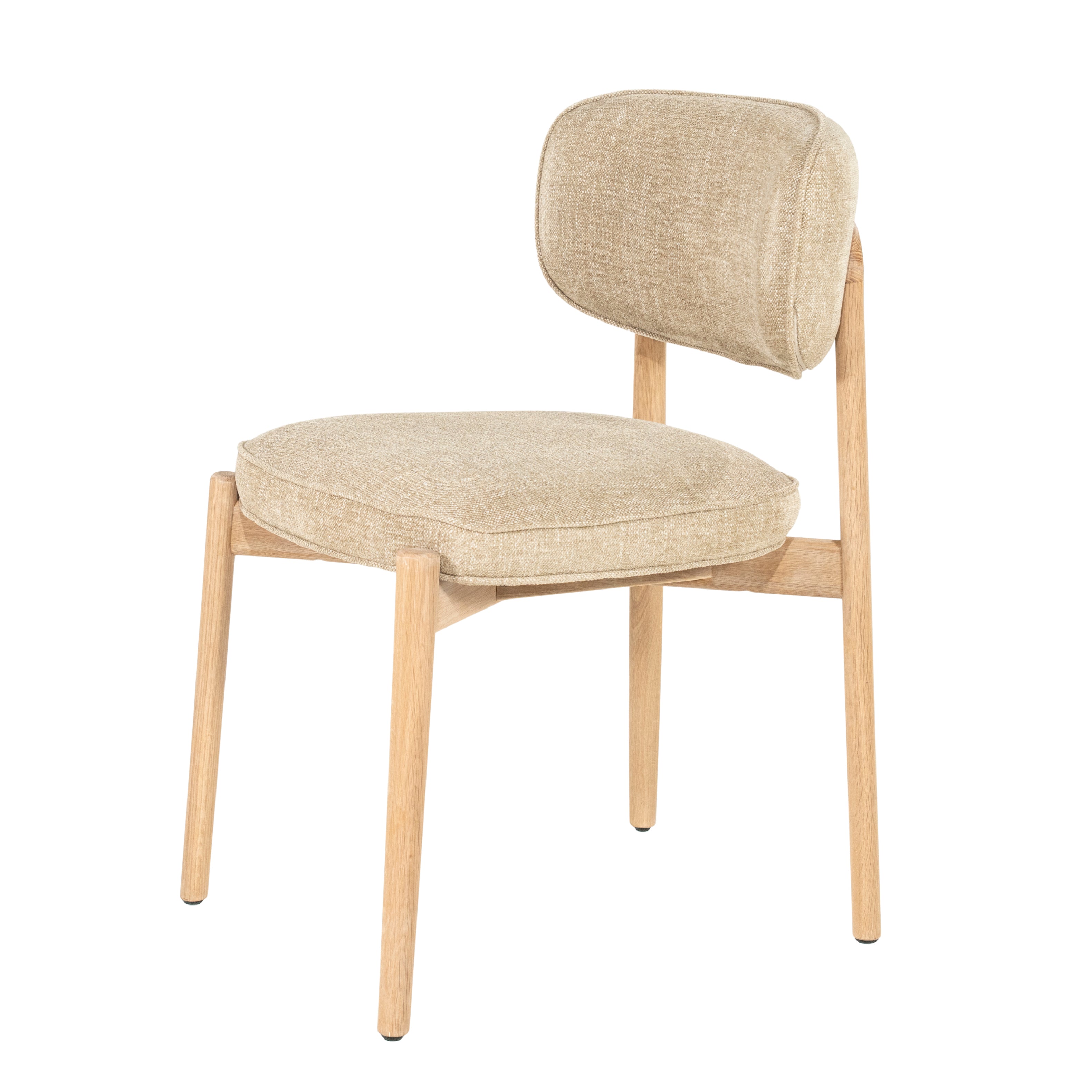 RUNE Chair in Beige with a Light Oak Base