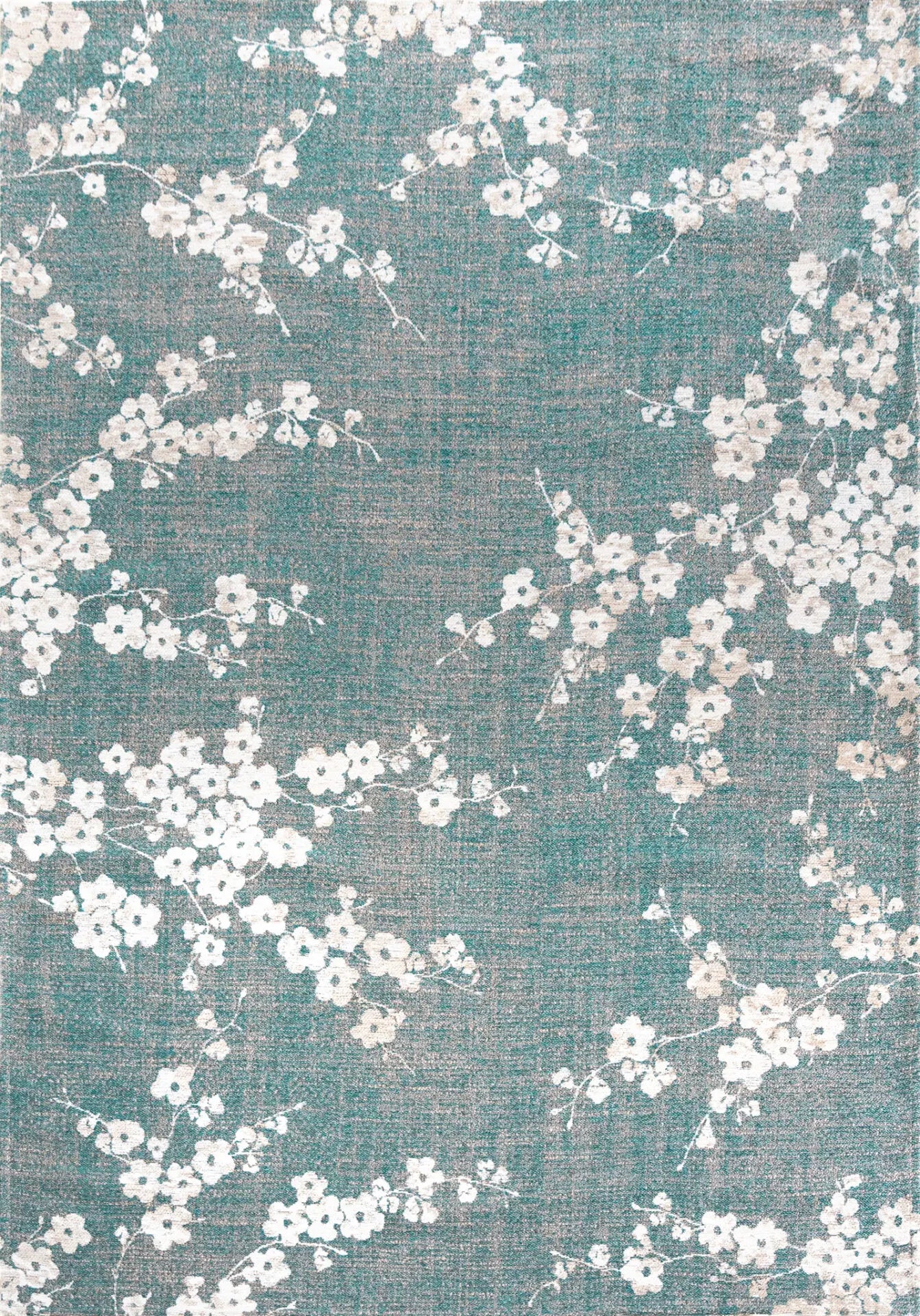 Oval rug SAKURA blue with white