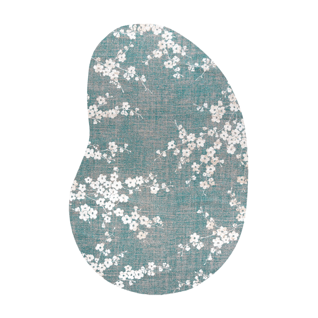 Oval rug SAKURA blue with white