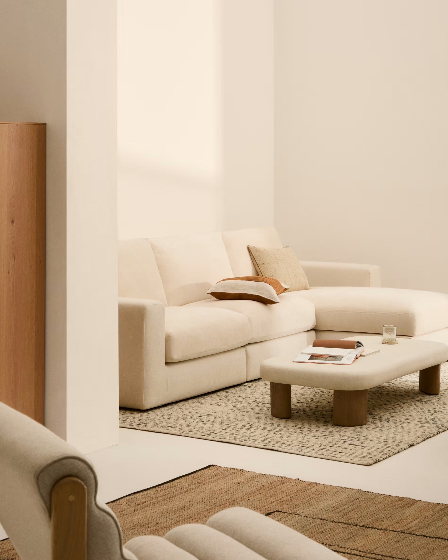 4-seater right-facing corner sofa ALEA ecru chenille