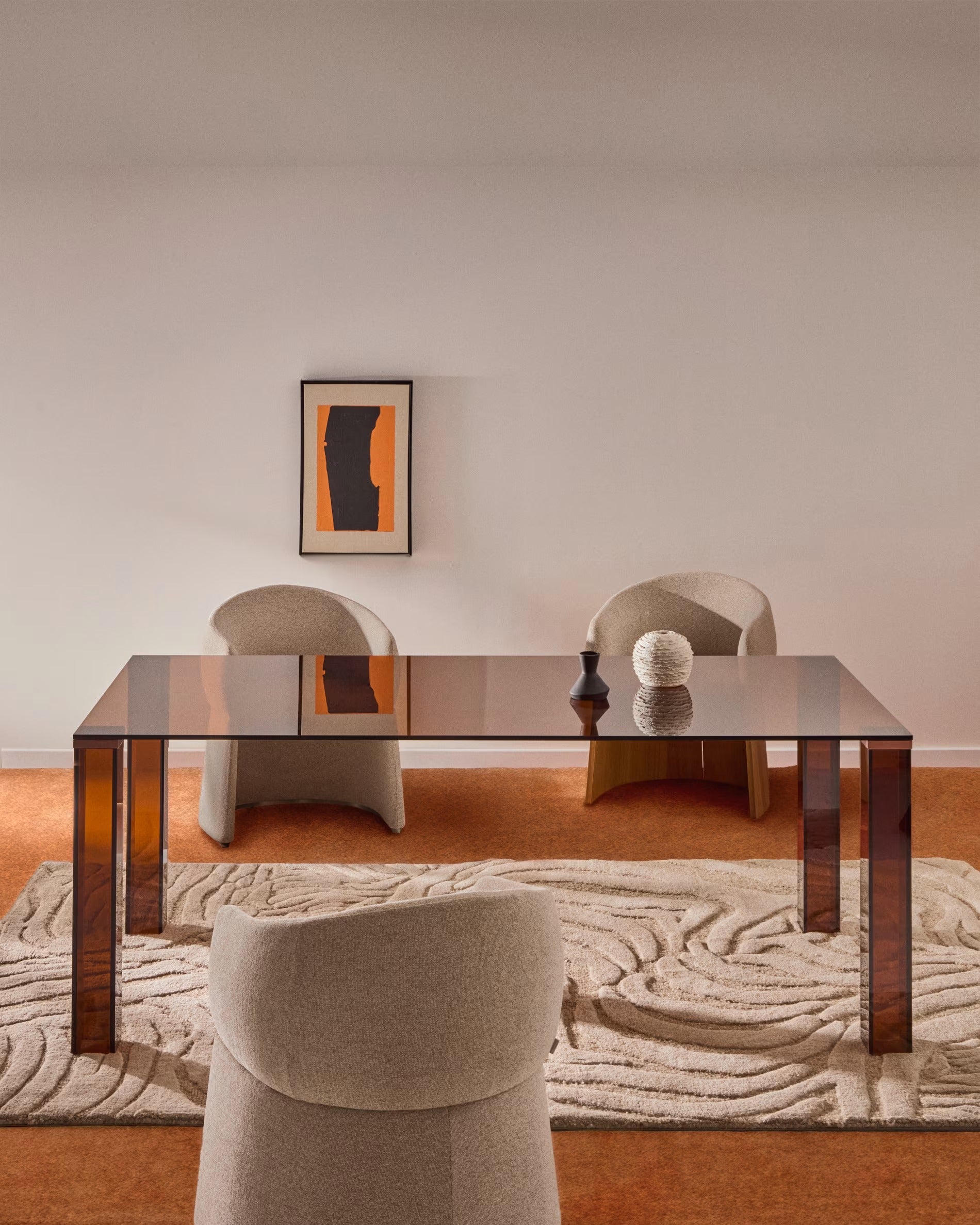 Stůl ADULARIA hnědé tvrzené sklo