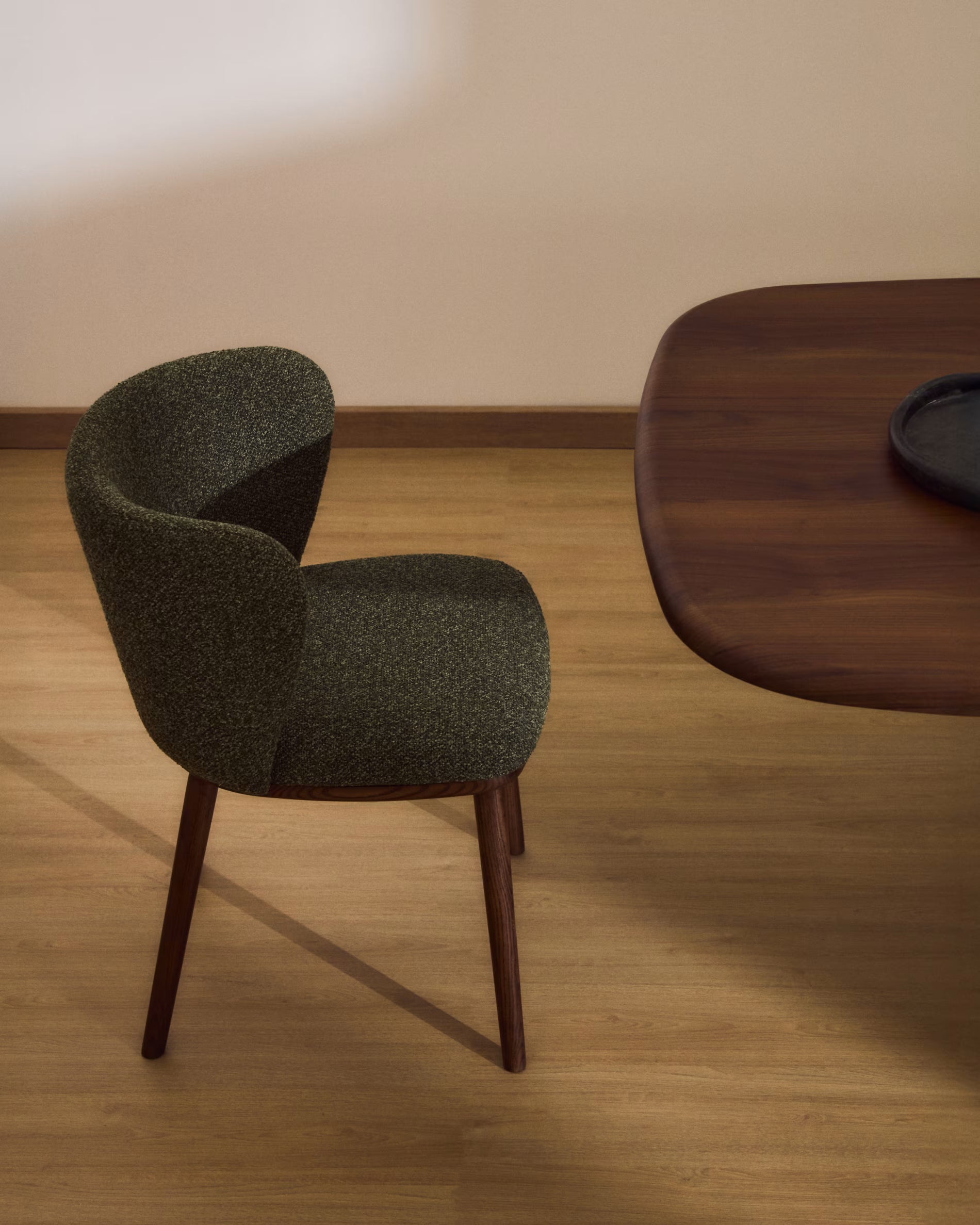Ciselia Chair in Dark Green Chenille with Dark Ash Base