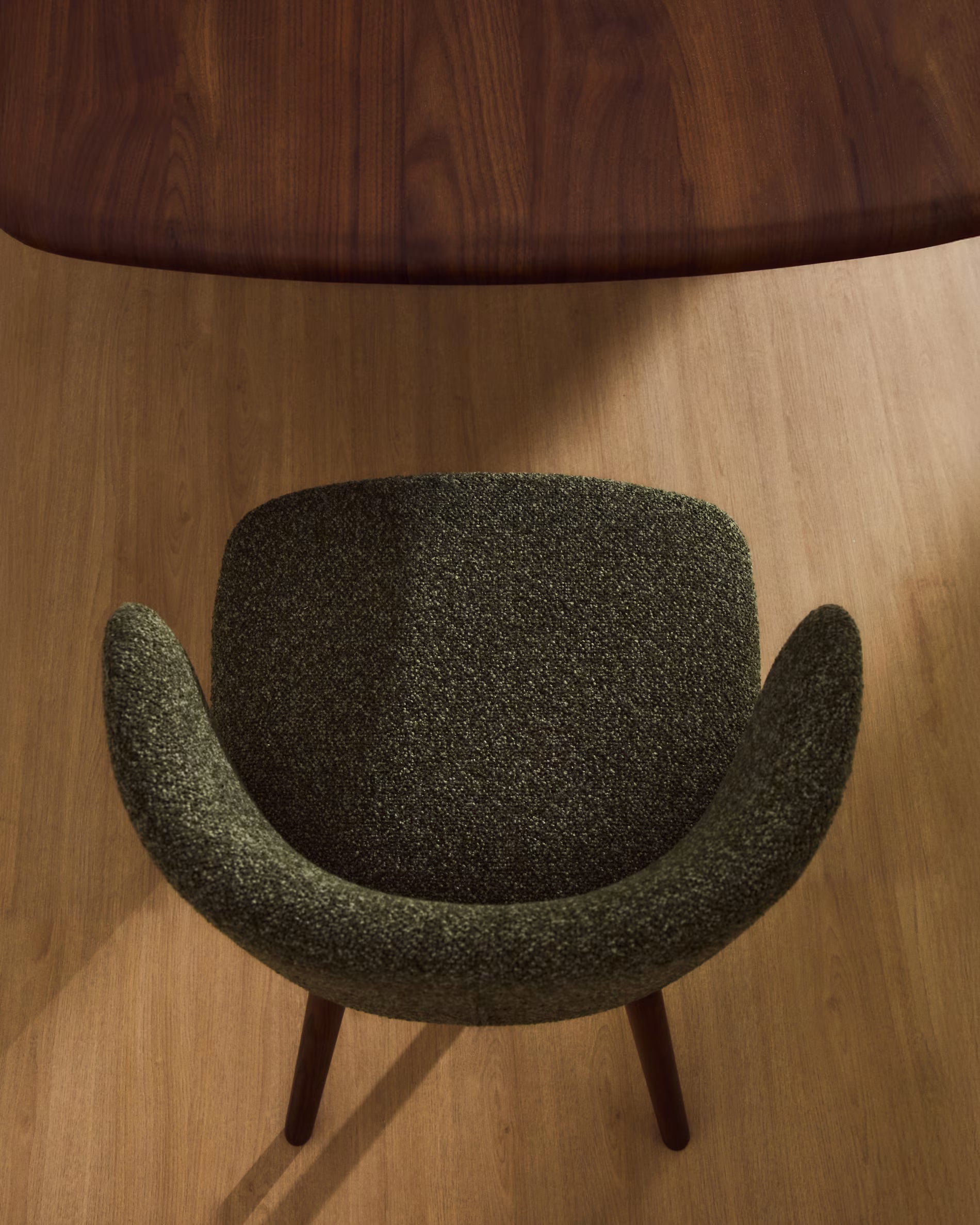 Ciselia Chair in Dark Green Chenille with Dark Ash Base