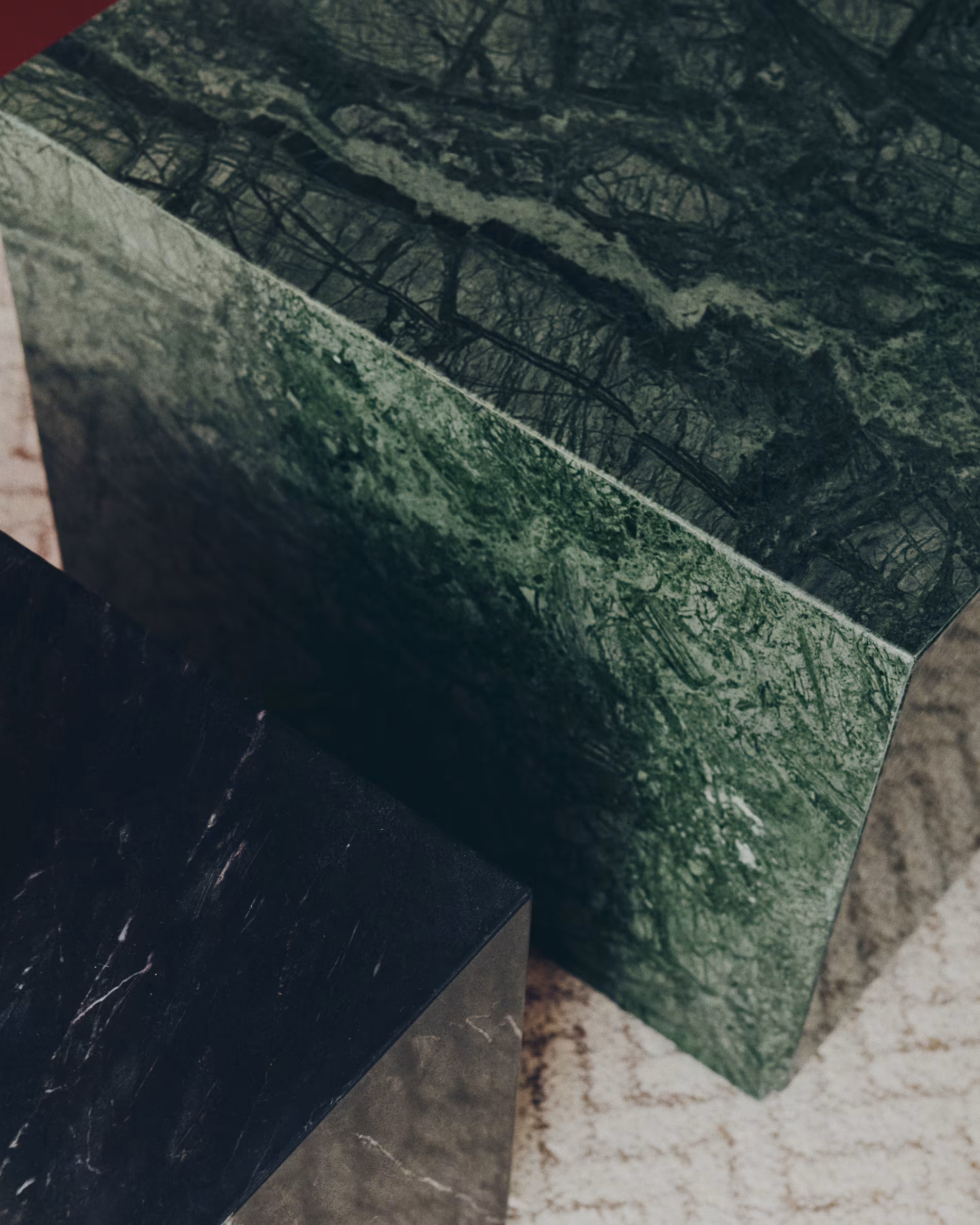 Konferenční stolek SOREIN zelený mramor