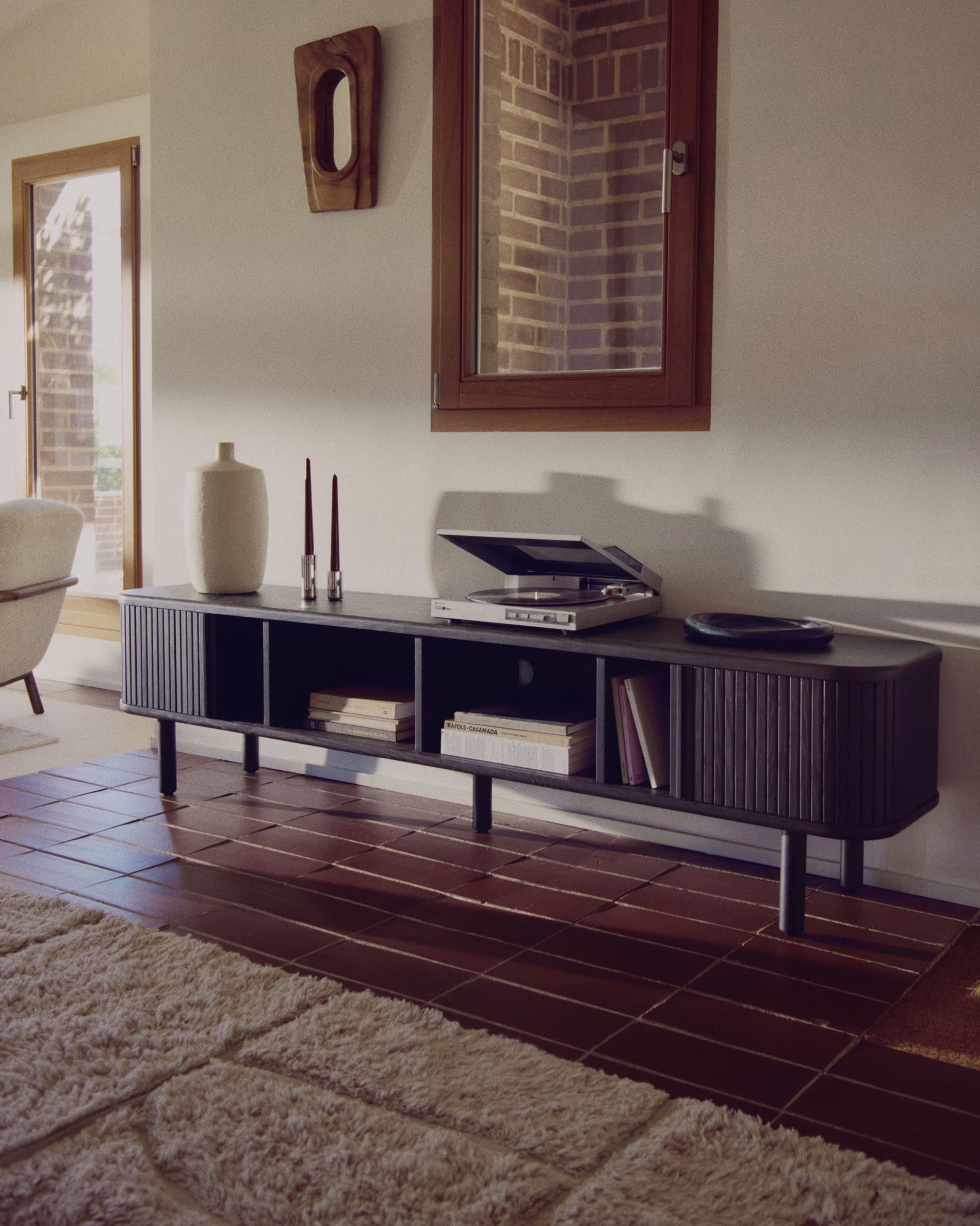 Televizní stolek MAILEN tmavá jasanová dýha