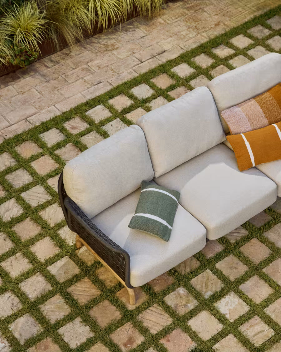 3-Seater Garden Sofa ALIPA Black with Beige